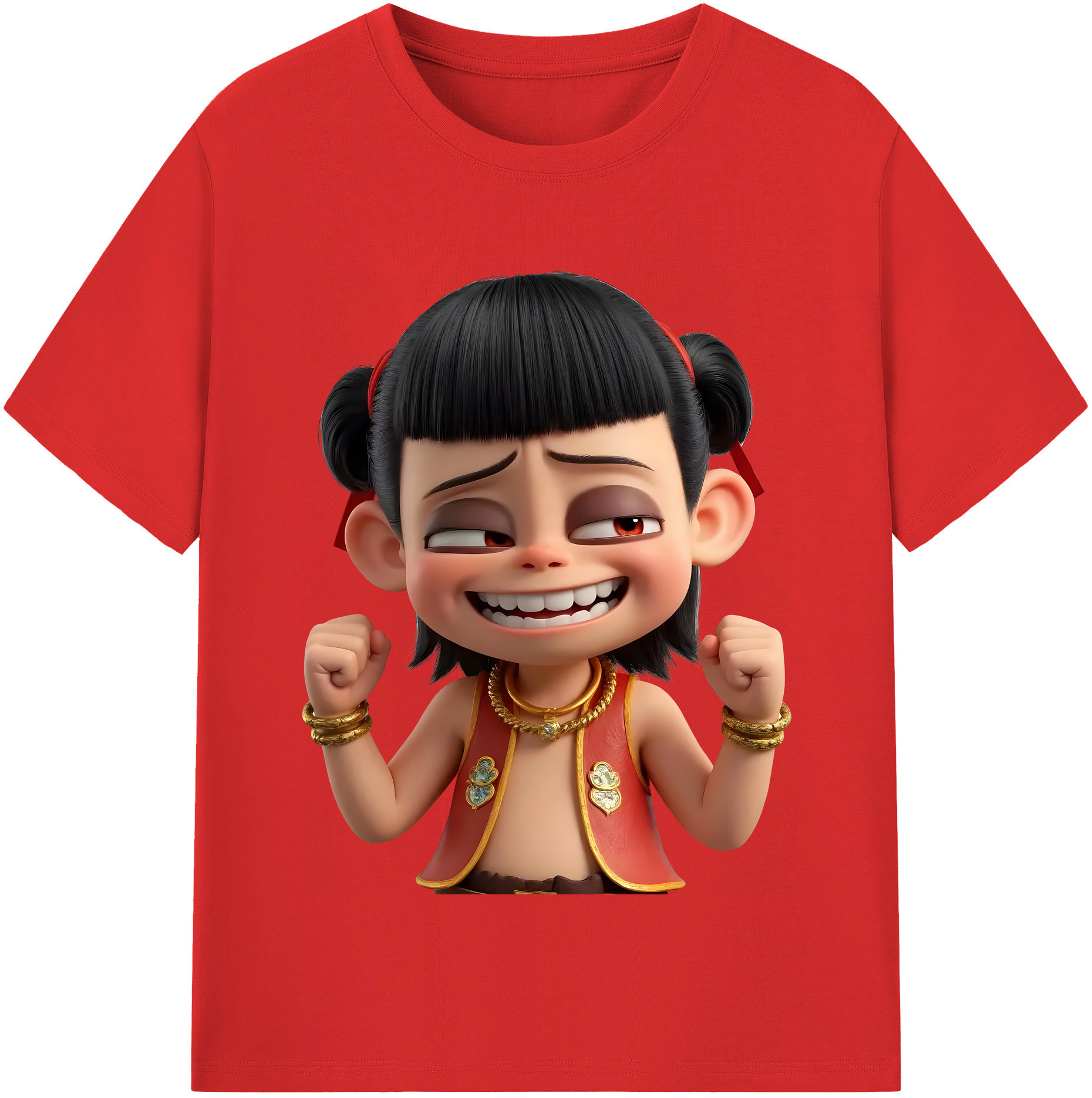（画像用） Ne Zha 2 ナタ 魔童の大暴れ レディースカジュアルプリントTシャツ（綿100％）