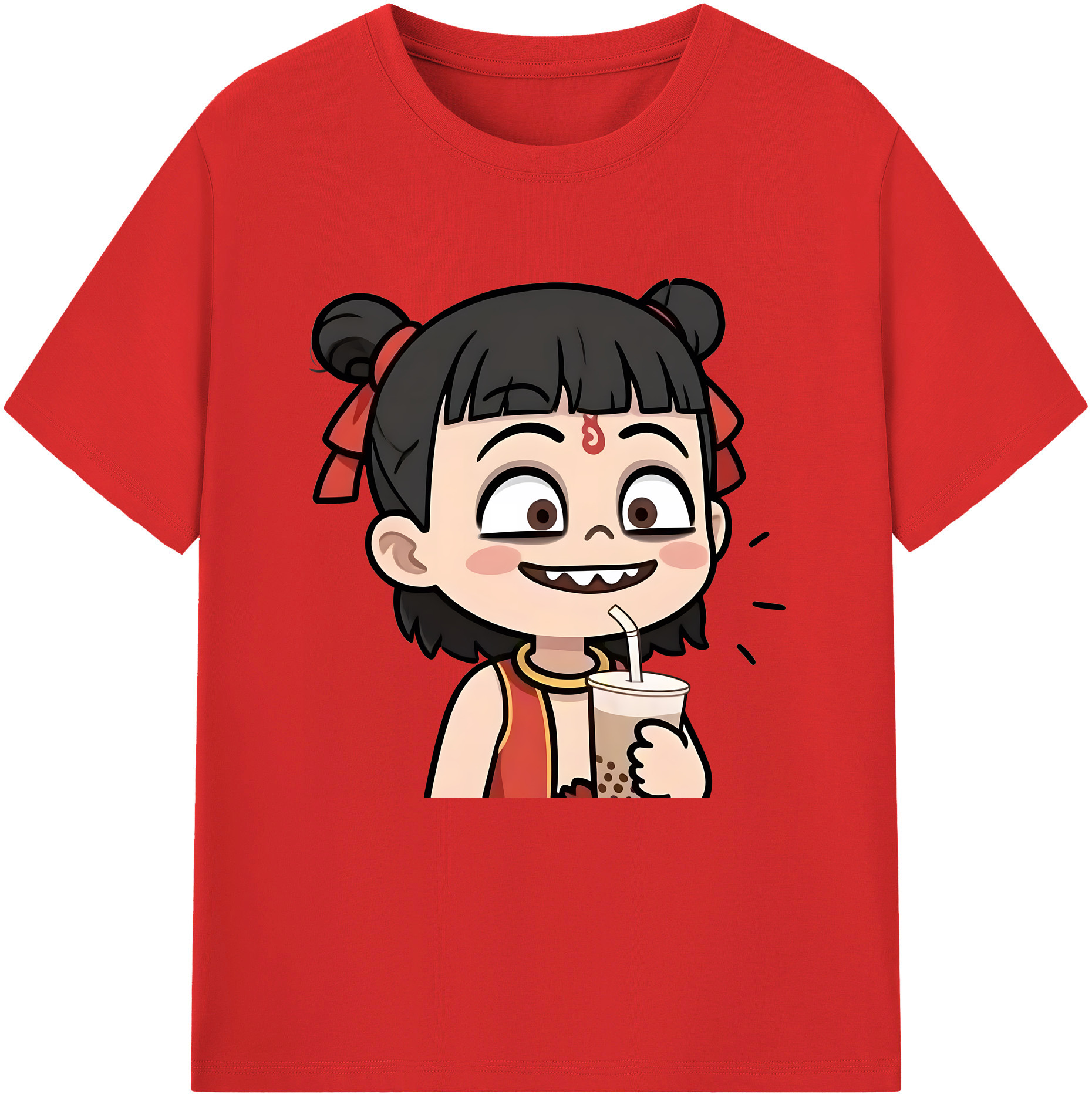 （画像用） Ne Zha 2 ナタ 魔童の大暴れ レディースカジュアルプリントTシャツ（綿100％）