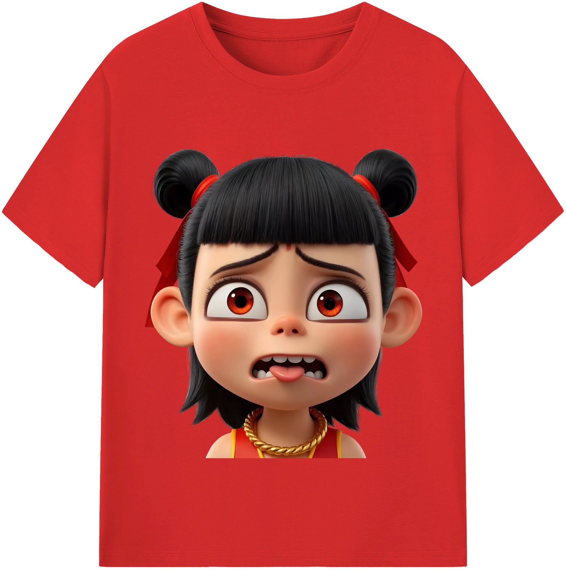 （画像用） Ne Zha 2 ナタ 魔童の大暴れ レディースカジュアルプリントTシャツ（綿100％）
