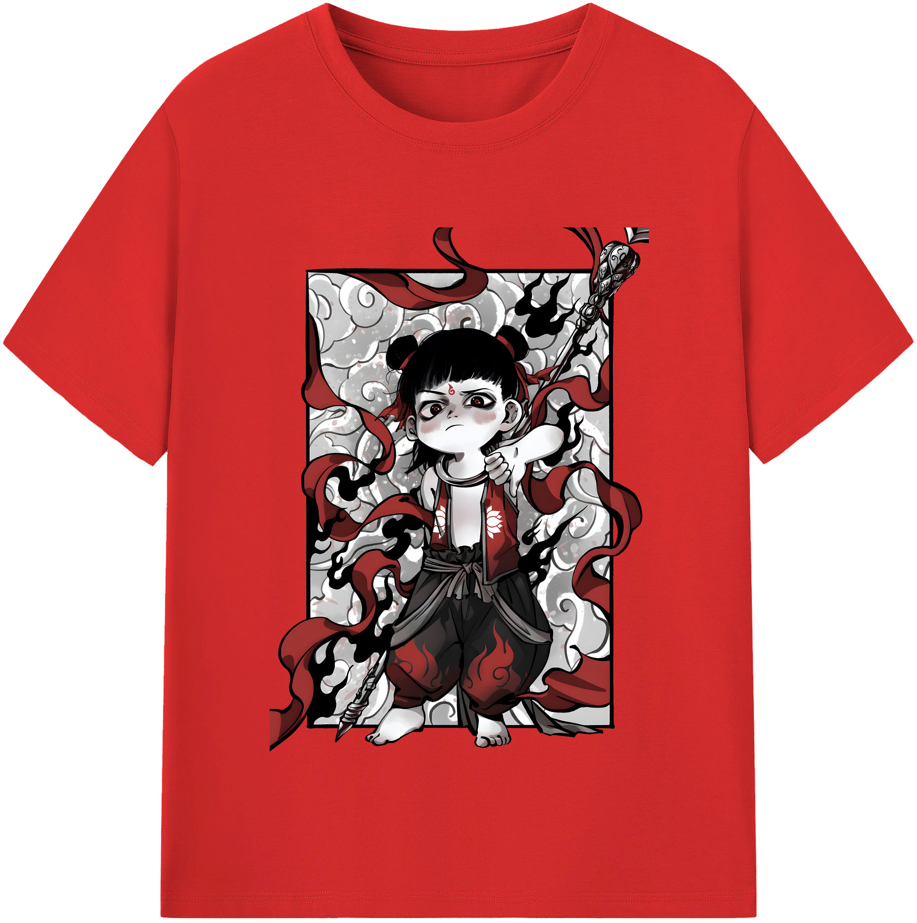 （画像用） Ne Zha 2 ナタ 魔童の大暴れ レディースカジュアルプリントTシャツ（綿100％）