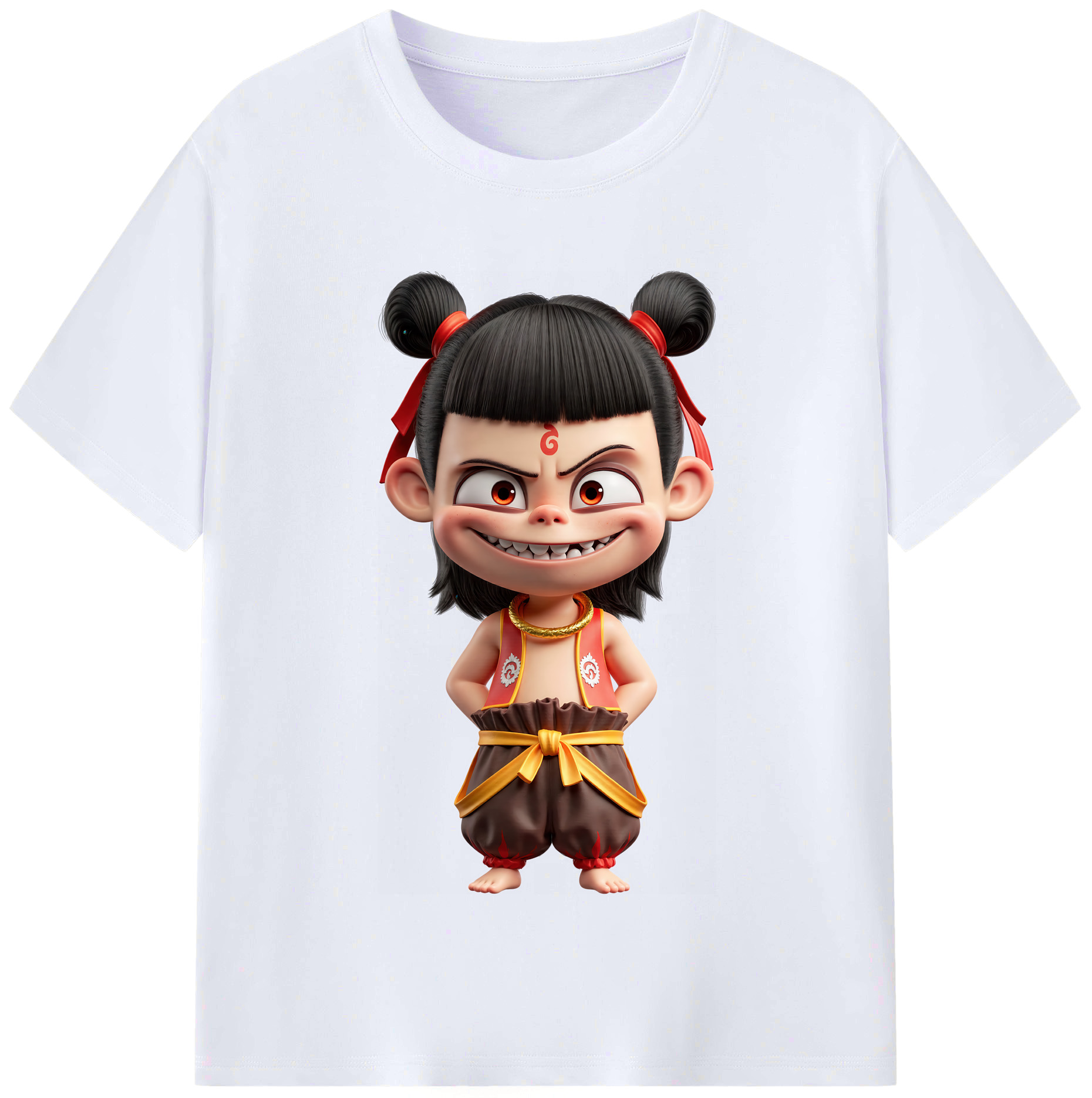 （画像用） Ne Zha 2 ナタ 魔童の大暴れ レディースカジュアルプリントTシャツ（綿100％）