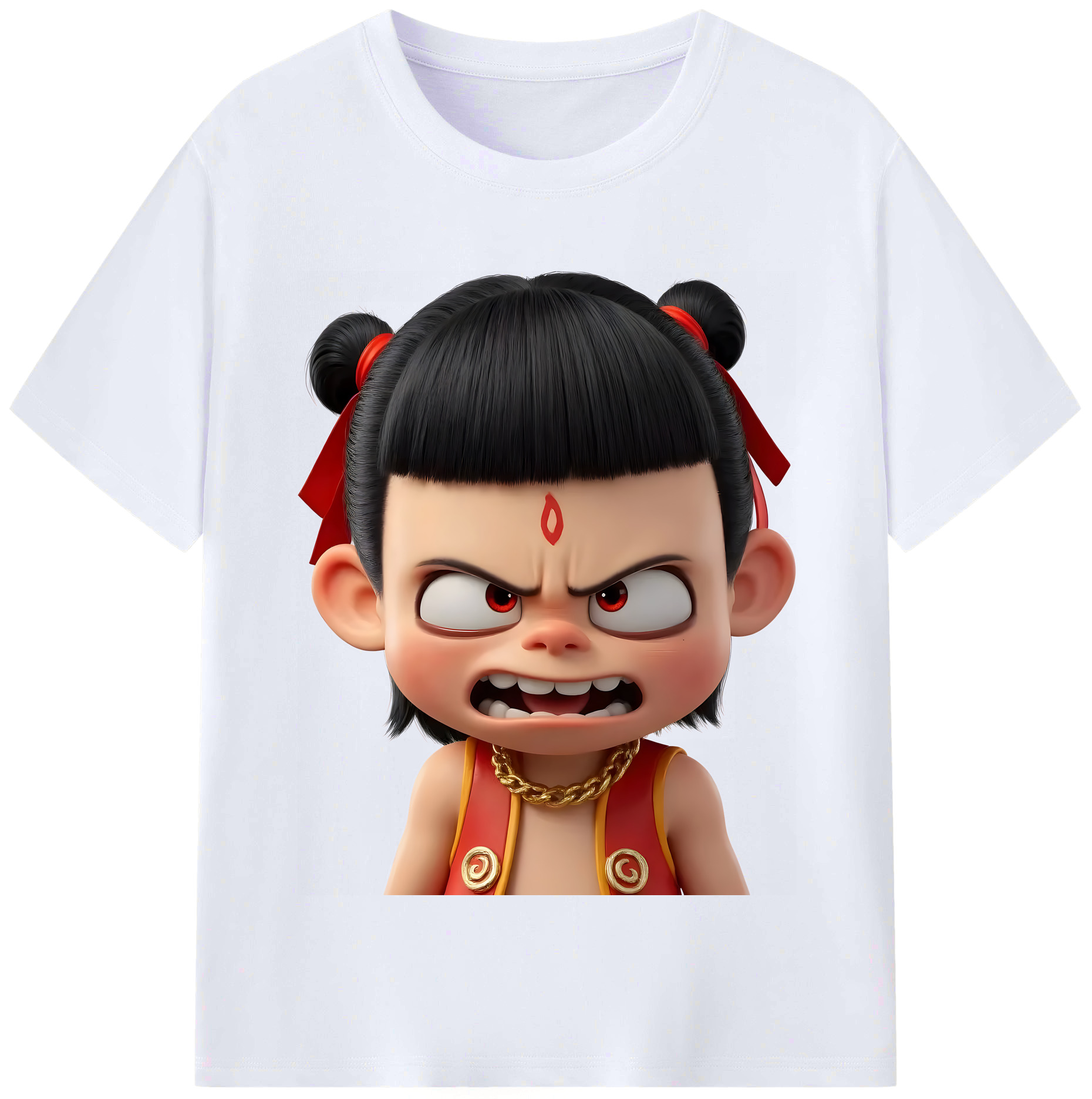 （画像用） Ne Zha 2 ナタ 魔童の大暴れ レディースカジュアルプリントTシャツ（綿100％）