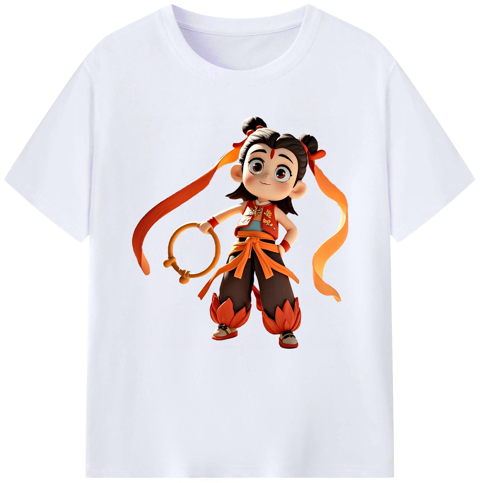 （画像用） Ne Zha 2 ナタ 魔童の大暴れ レディースカジュアルプリントTシャツ（綿100％）