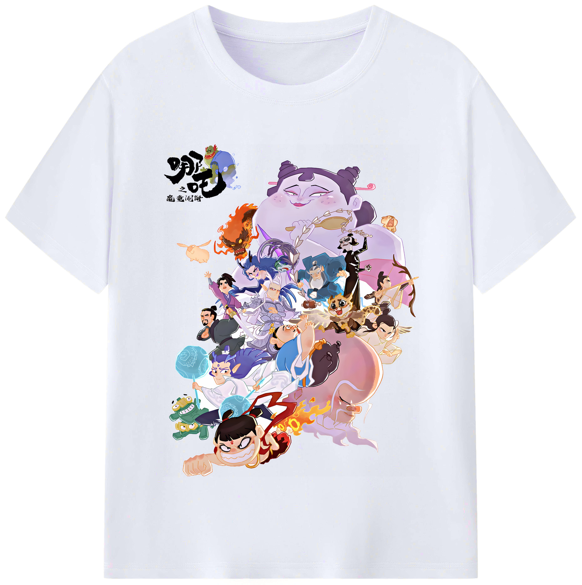 （画像用） Ne Zha 2 ナタ 魔童の大暴れ レディースカジュアルプリントTシャツ（綿100％）