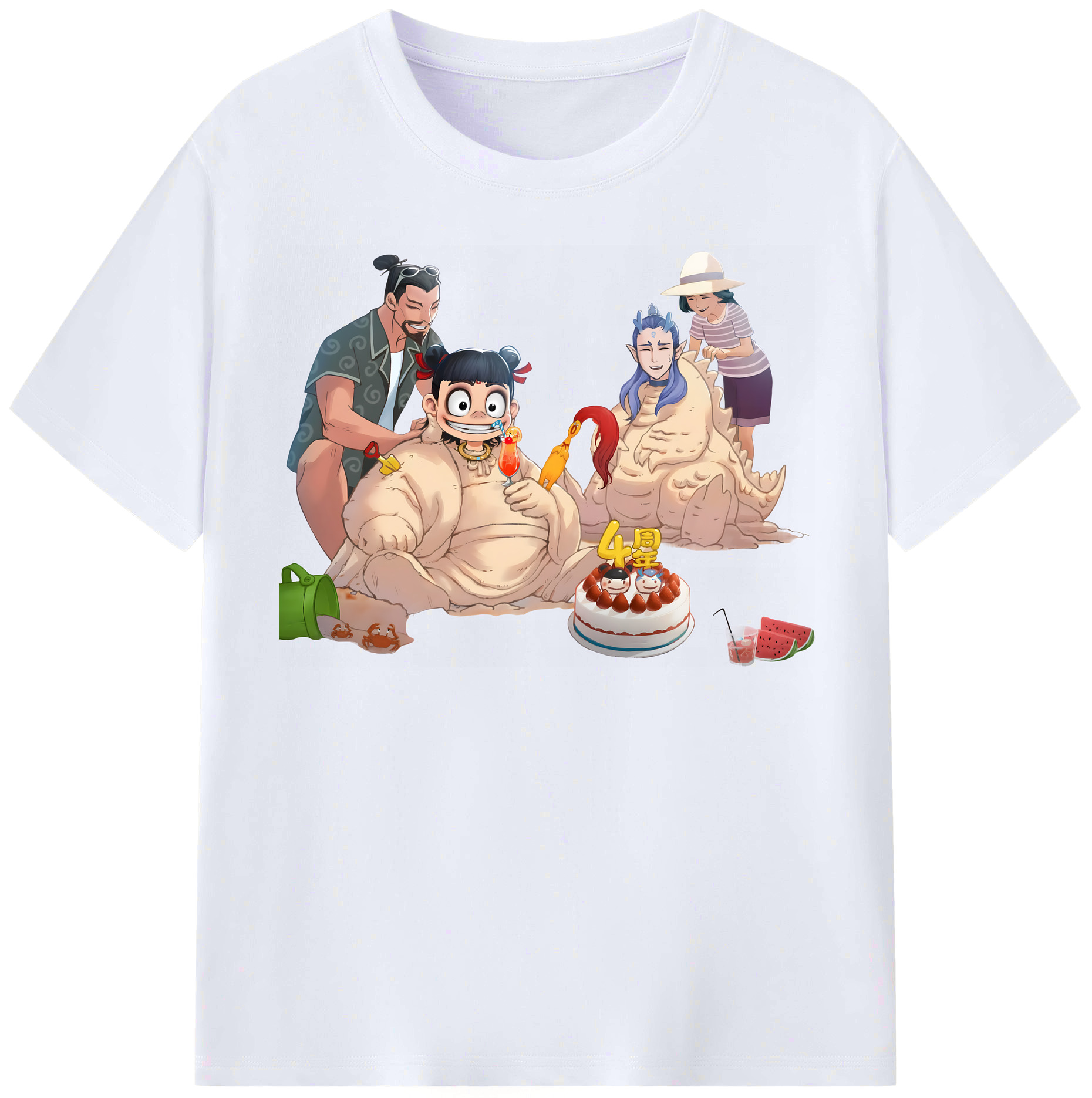 （画像用） Ne Zha 2 ナタ 魔童の大暴れ レディースカジュアルプリントTシャツ（綿100％）