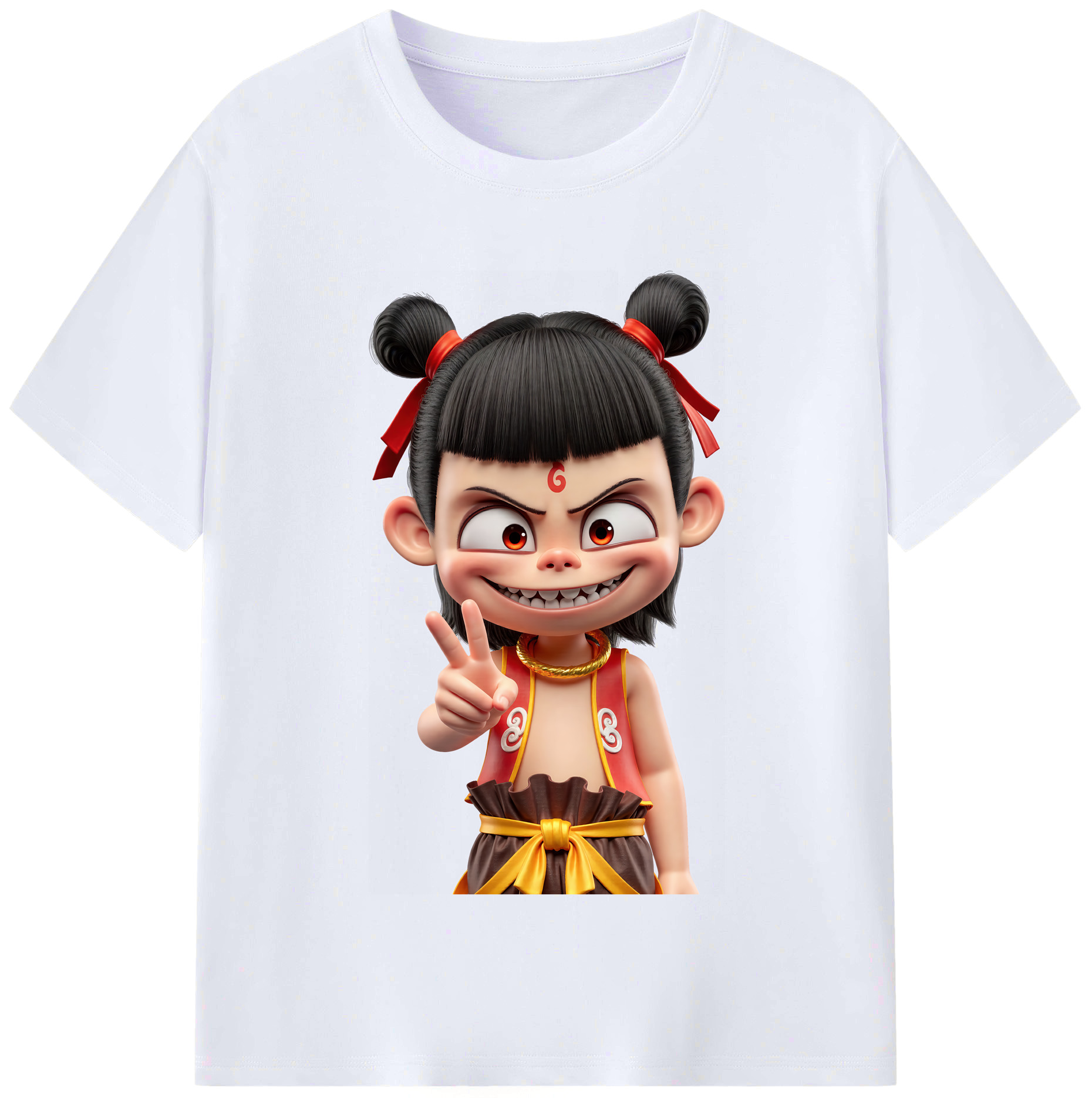 （画像用） Ne Zha 2 ナタ 魔童の大暴れ レディースカジュアルプリントTシャツ（綿100％）