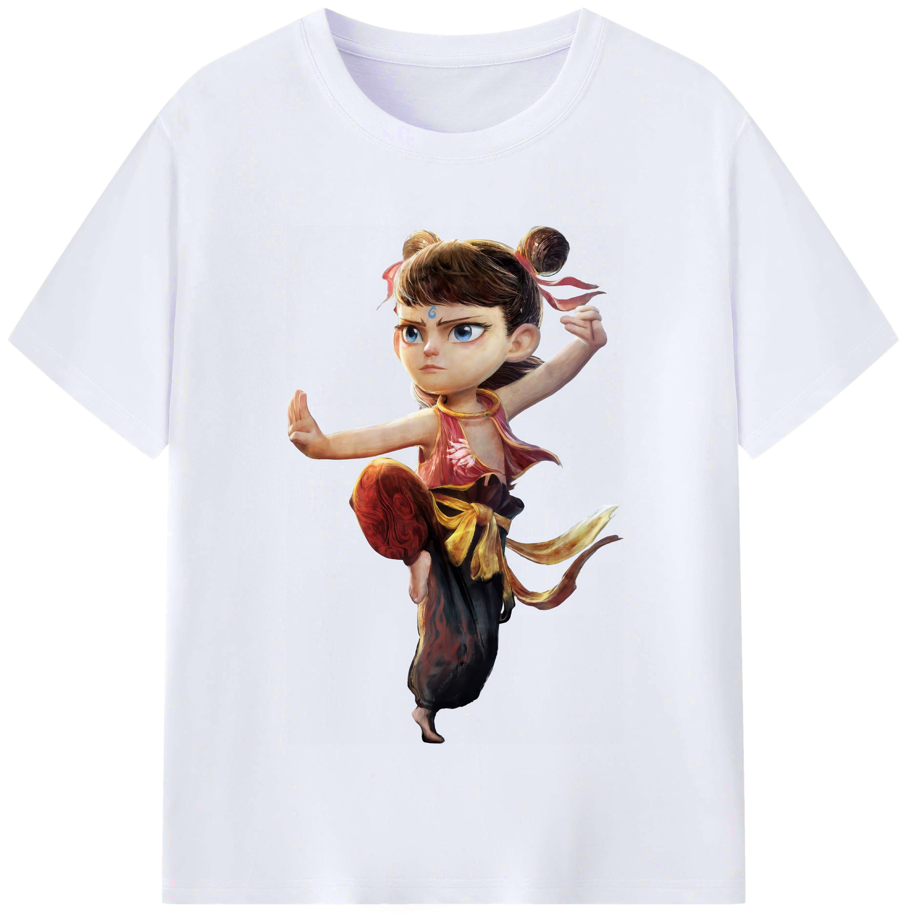 （画像用） Ne Zha 2 ナタ 魔童の大暴れ レディースカジュアルプリントTシャツ（綿100％）
