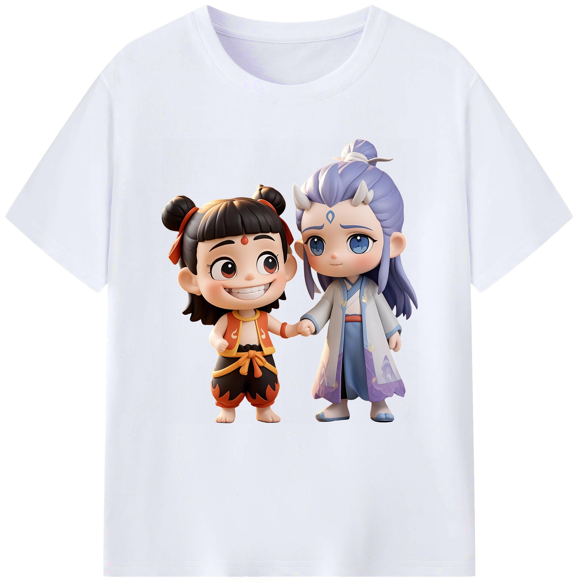 （画像用） Ne Zha 2 ナタ 魔童の大暴れ レディースカジュアルプリントTシャツ（綿100％）