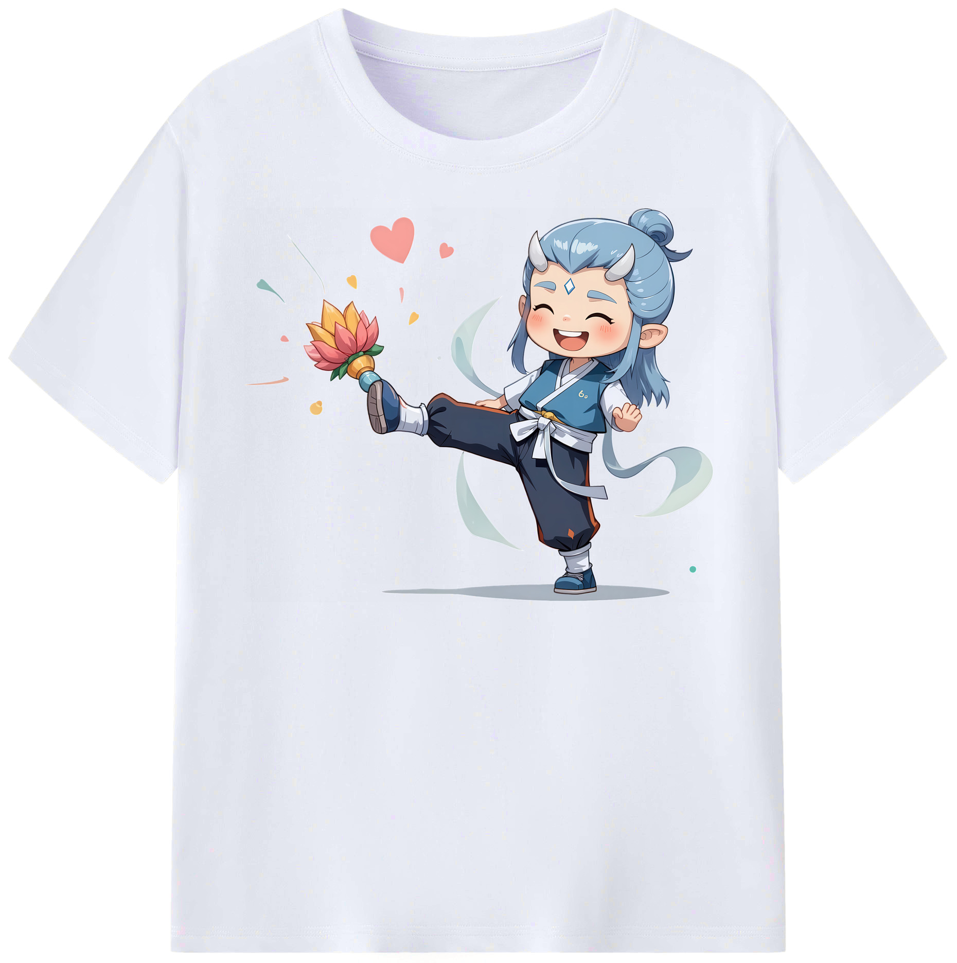 （画像用） Ne Zha 2 ナタ 魔童の大暴れ レディースカジュアルプリントTシャツ（綿100％）