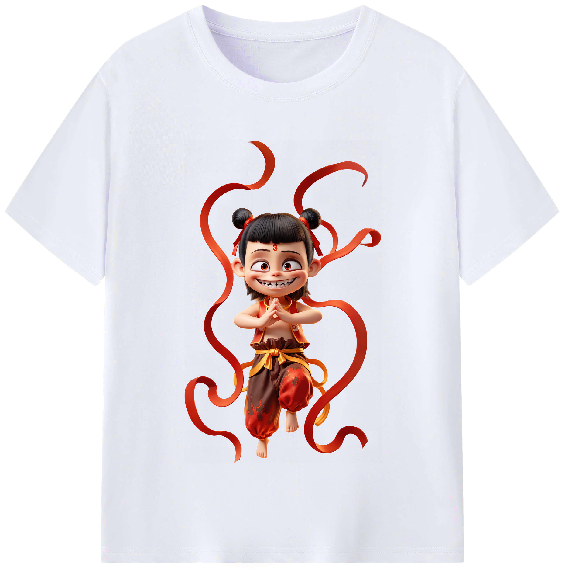 （画像用） Ne Zha 2 ナタ 魔童の大暴れ レディースカジュアルプリントTシャツ（綿100％）
