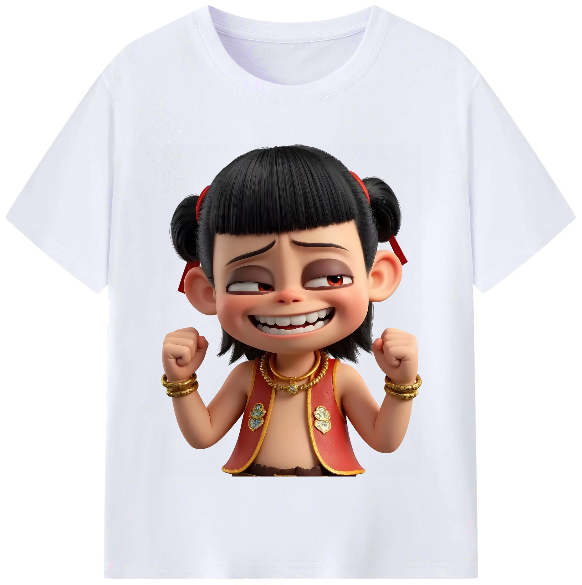 （画像用） Ne Zha 2 ナタ 魔童の大暴れ レディースカジュアルプリントTシャツ（綿100％）