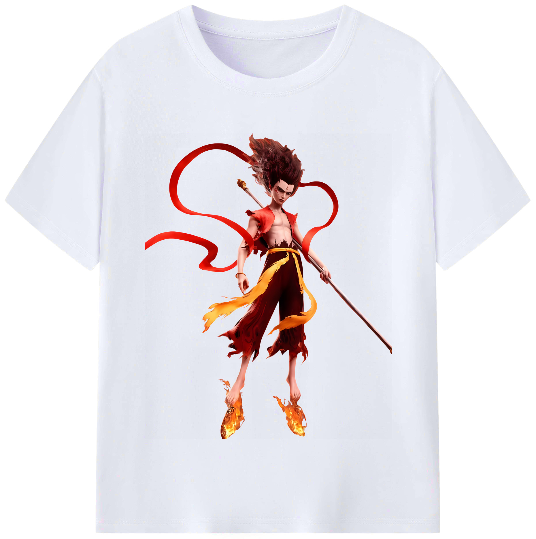 （画像用） Ne Zha 2 ナタ 魔童の大暴れ レディースカジュアルプリントTシャツ（綿100％）