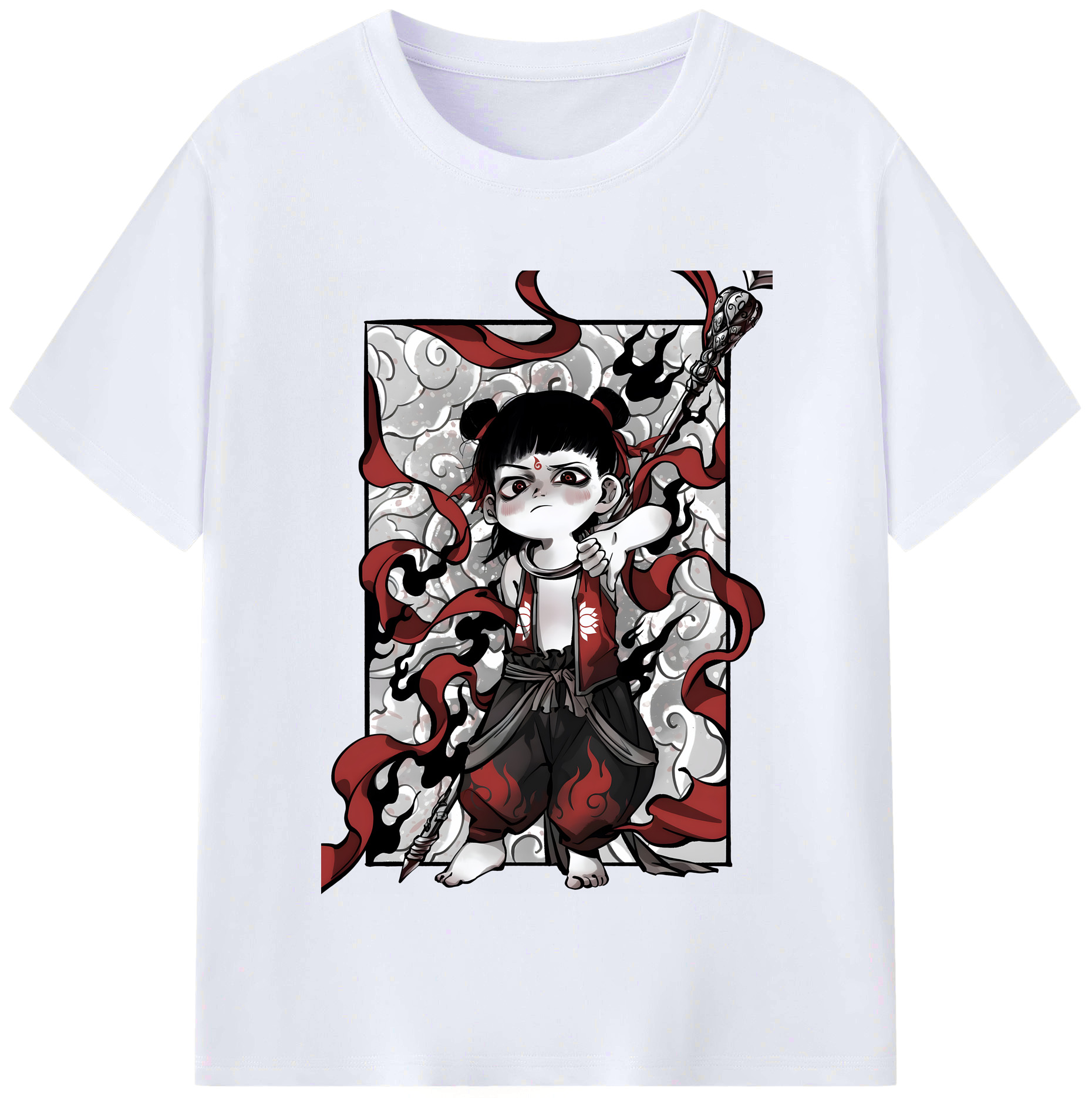 （画像用） Ne Zha 2 ナタ 魔童の大暴れ レディースカジュアルプリントTシャツ（綿100％）