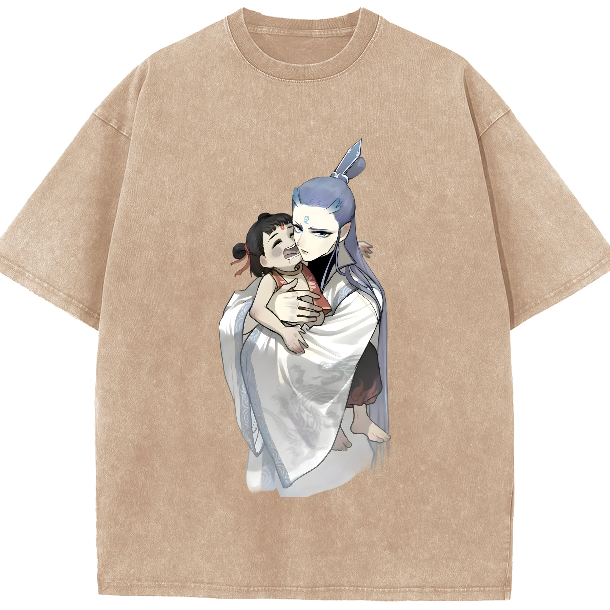 （画像用） Ne Zha 2 ナタ 魔童の大暴れ 綿100% ヴィンテージ風 半袖Tシャツ（フロントプリント）