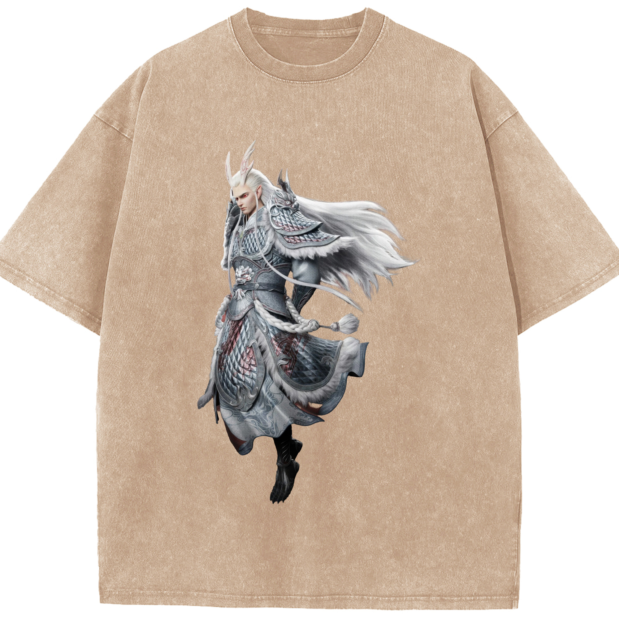 （画像用） Ne Zha 2 ナタ 魔童の大暴れ 綿100% ヴィンテージ風 半袖Tシャツ（フロントプリント）