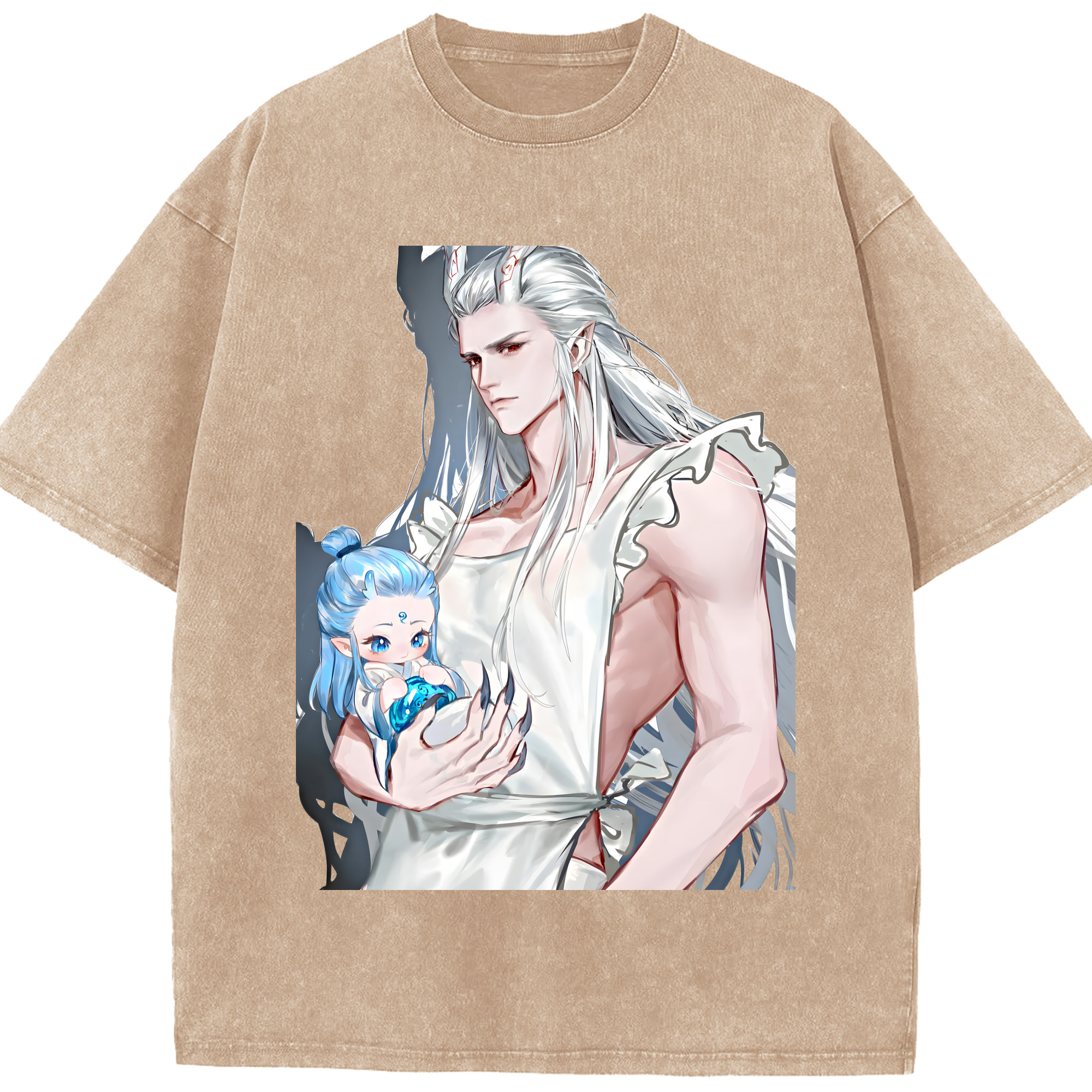 （画像用） Ne Zha 2 ナタ 魔童の大暴れ 綿100% ヴィンテージ風 半袖Tシャツ（フロントプリント）