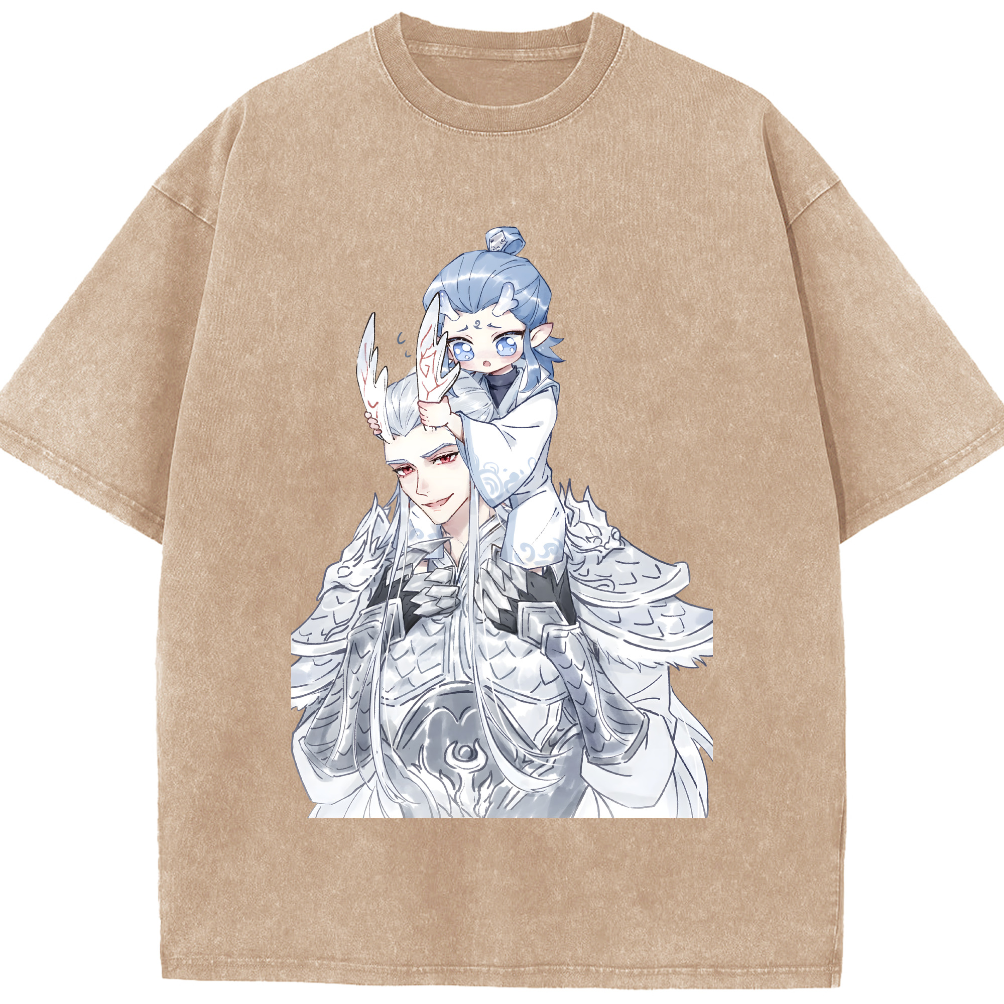 （画像用） Ne Zha 2 ナタ 魔童の大暴れ 綿100% ヴィンテージ風 半袖Tシャツ（フロントプリント）