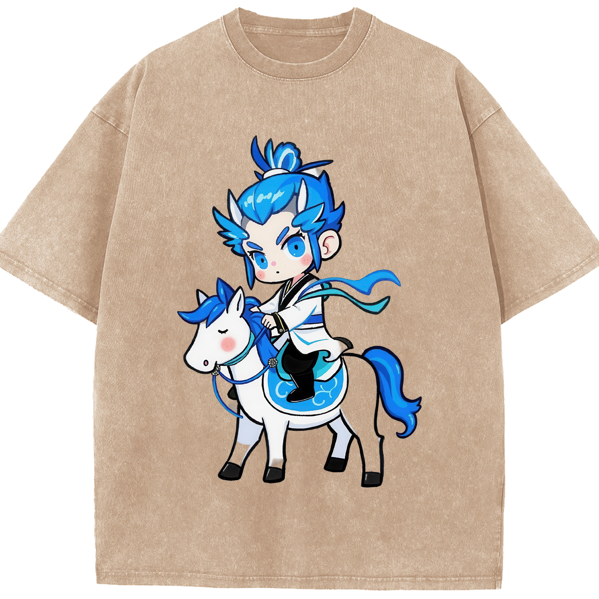（画像用） Ne Zha 2 ナタ 魔童の大暴れ 綿100% ヴィンテージ風 半袖Tシャツ（フロントプリント）