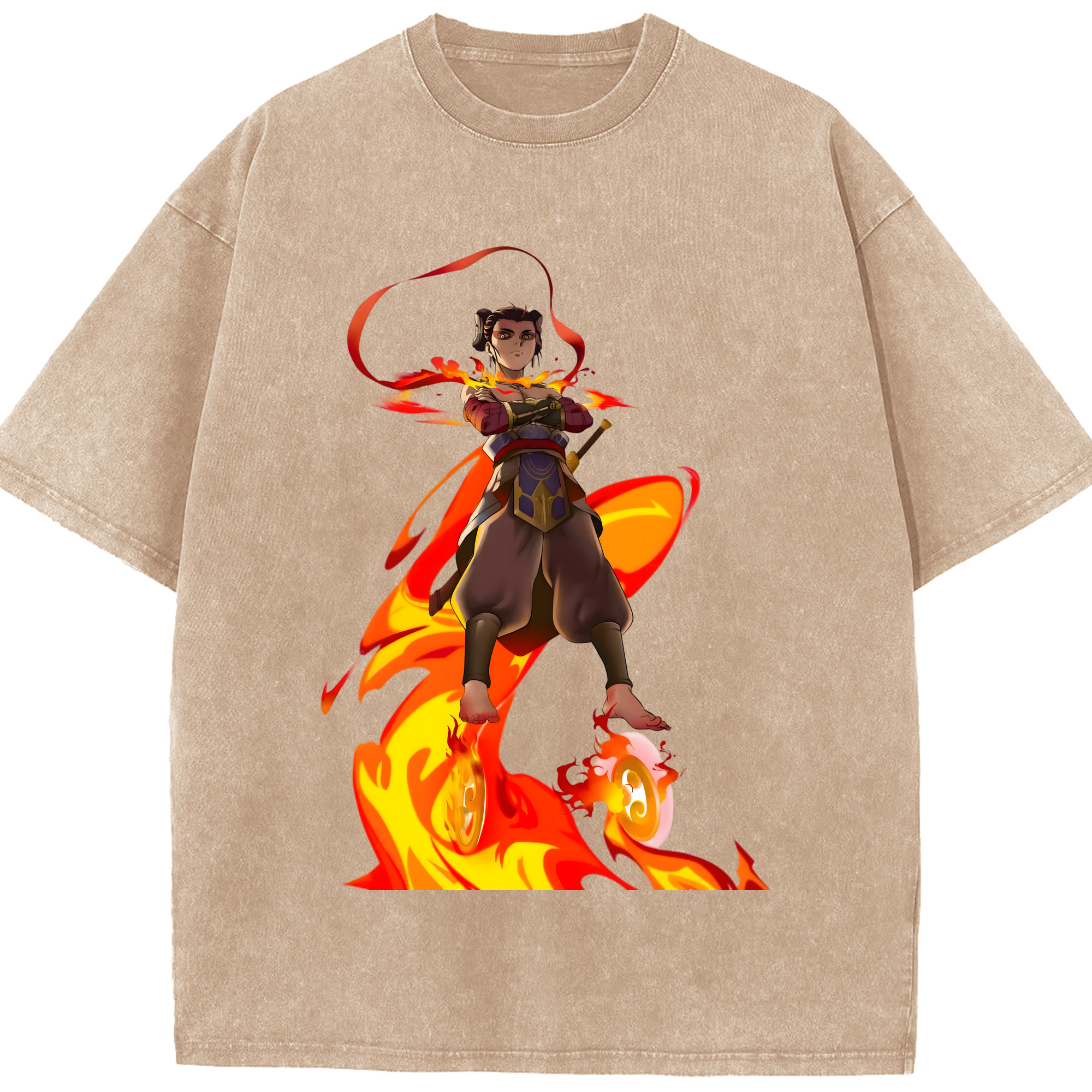 （画像用） Ne Zha 2 ナタ 魔童の大暴れ 綿100% ヴィンテージ風 半袖Tシャツ（フロントプリント）