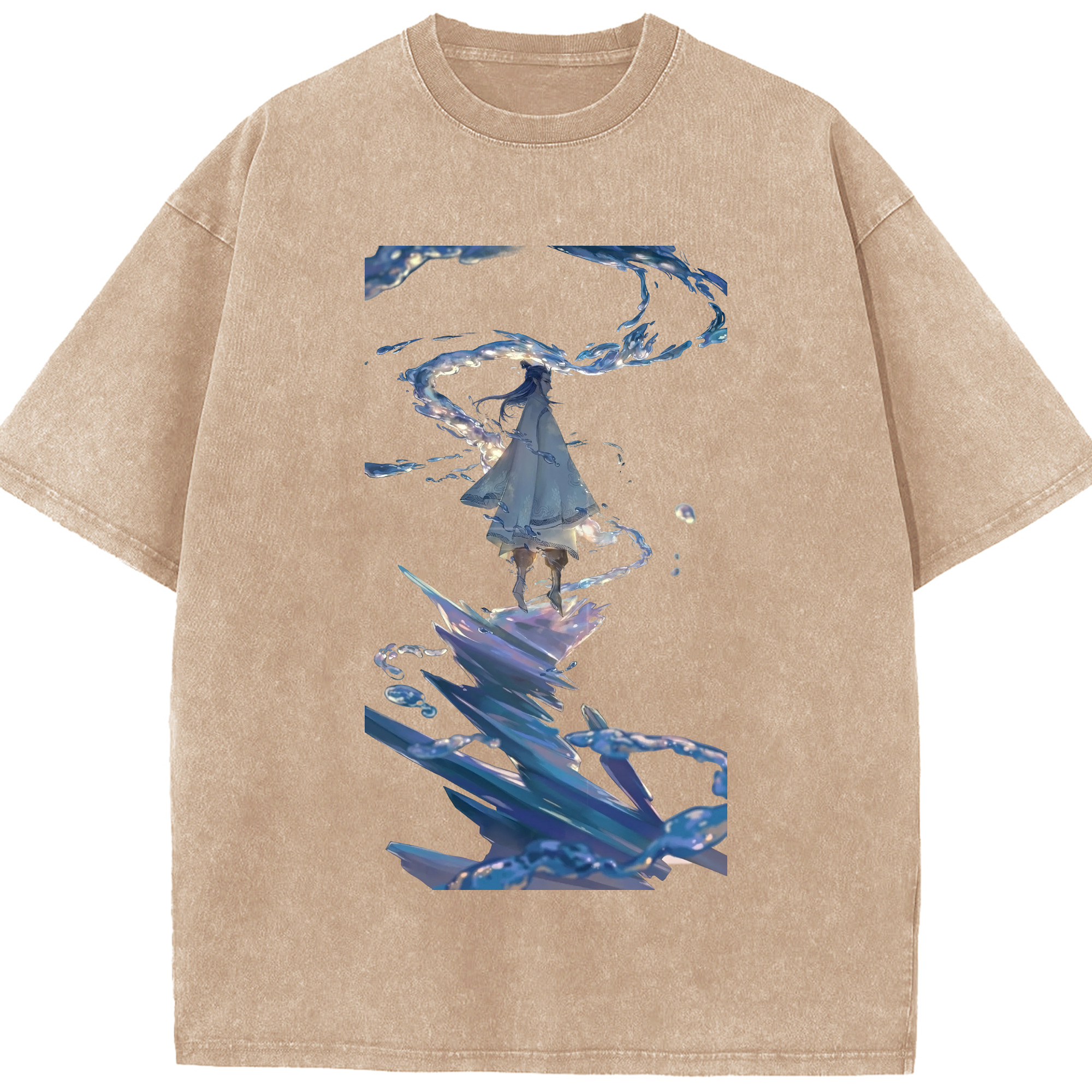 （画像用） Ne Zha 2 ナタ 魔童の大暴れ 綿100% ヴィンテージ風 半袖Tシャツ（フロントプリント）