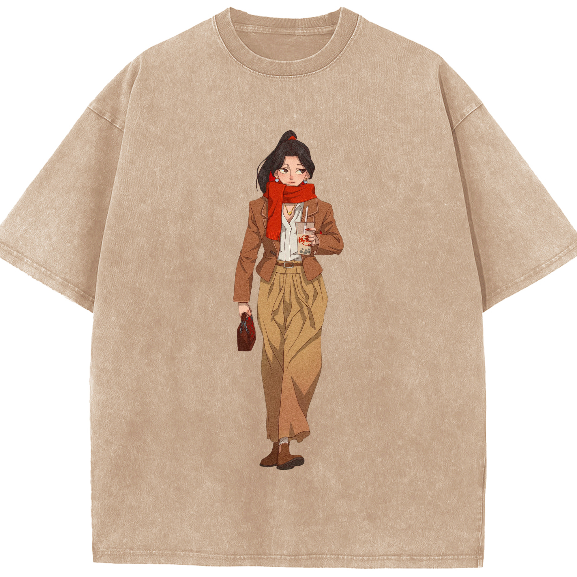 （画像用） Ne Zha 2 ナタ 魔童の大暴れ 綿100% ヴィンテージ風 半袖Tシャツ（フロントプリント）
