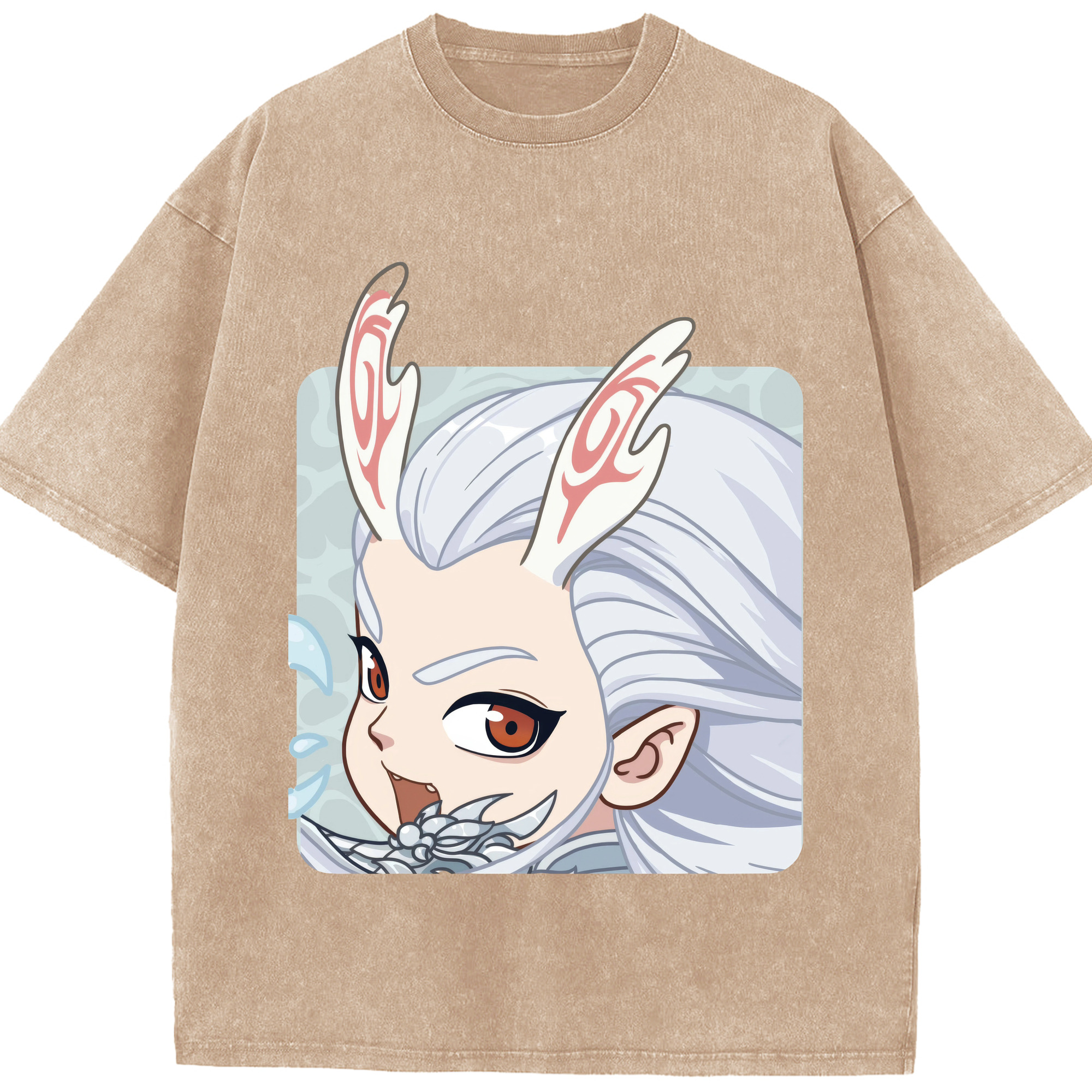 （画像用） Ne Zha 2 ナタ 魔童の大暴れ 綿100% ヴィンテージ風 半袖Tシャツ（フロントプリント）