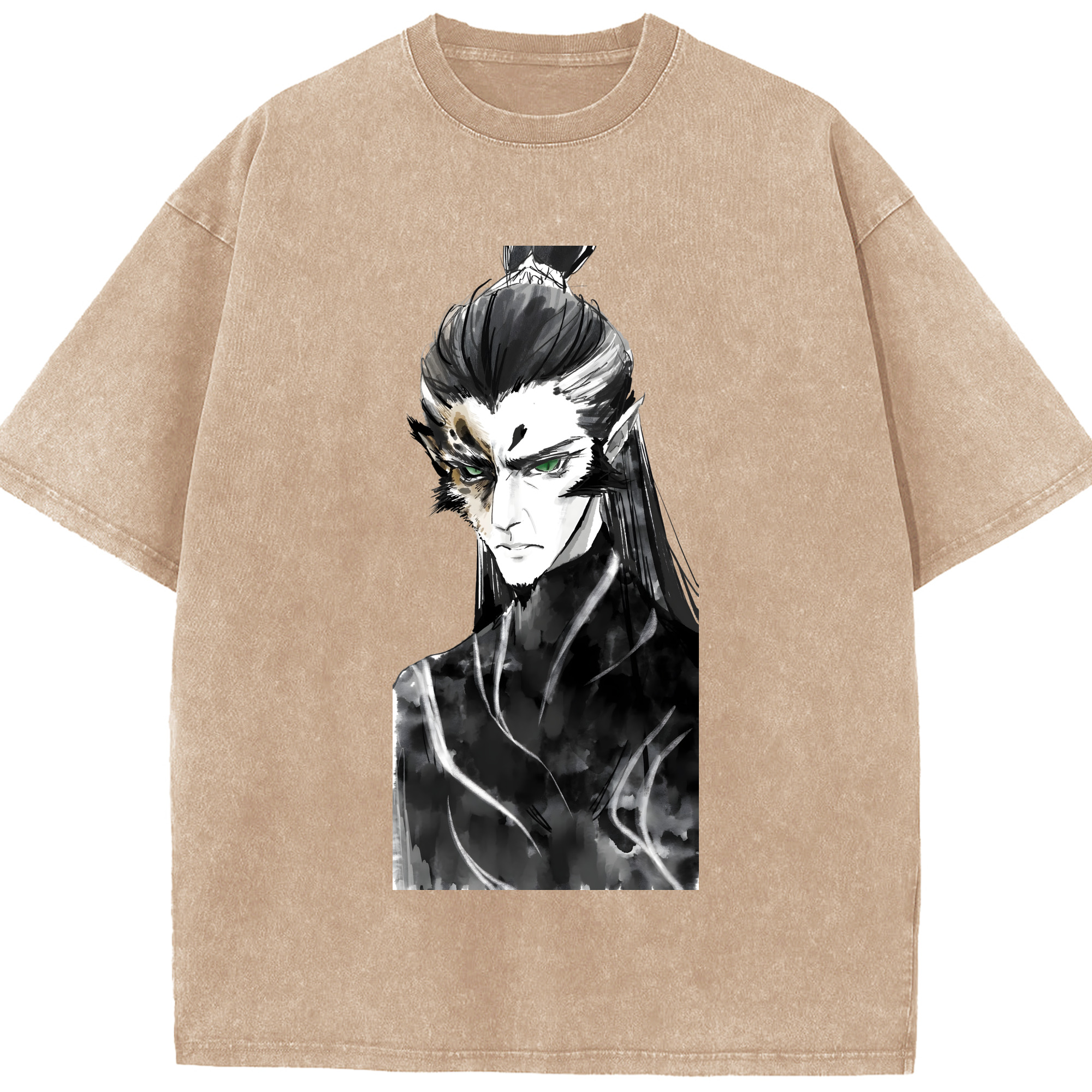 （画像用） Ne Zha 2 ナタ 魔童の大暴れ 綿100% ヴィンテージ風 半袖Tシャツ（フロントプリント）