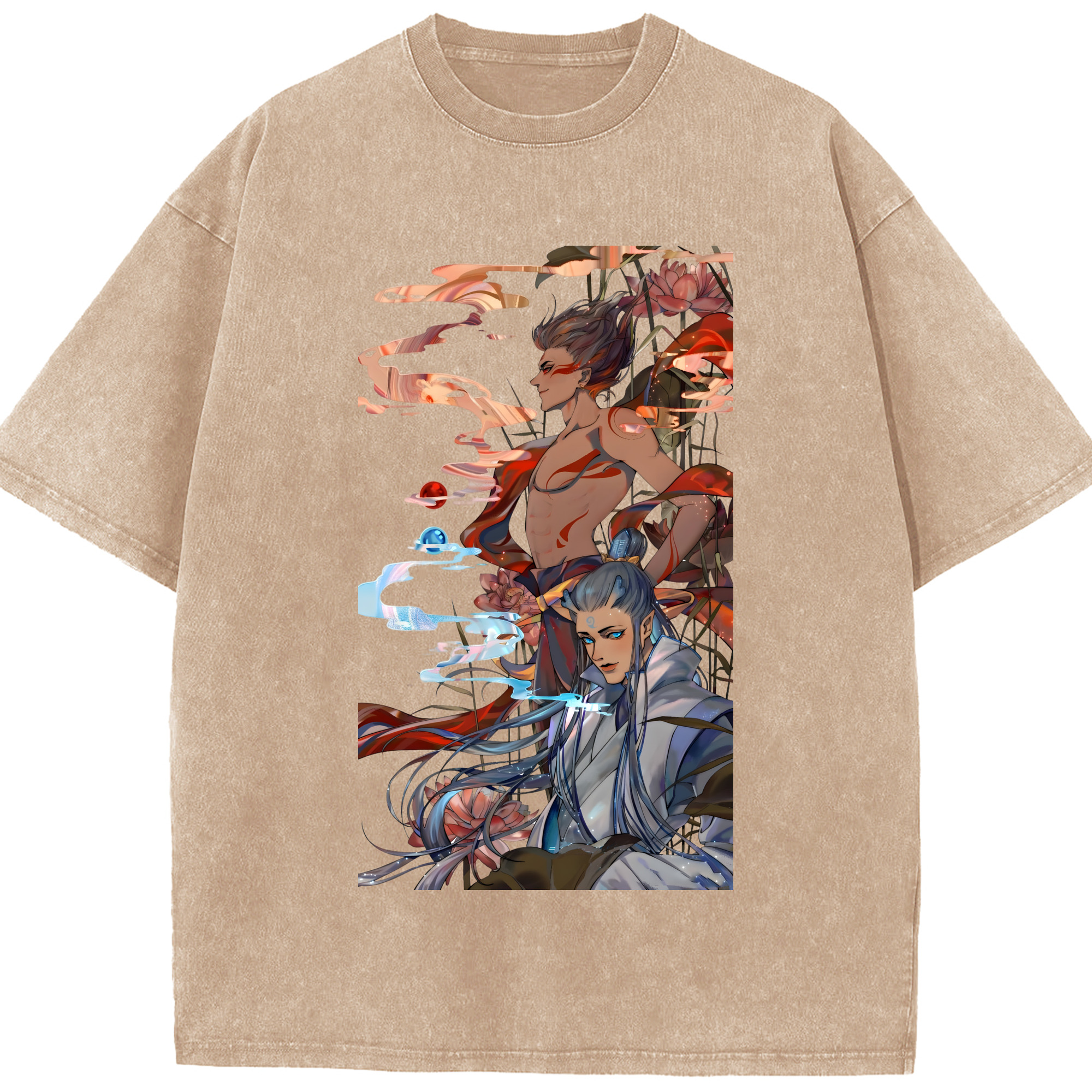 （画像用） Ne Zha 2 ナタ 魔童の大暴れ 綿100% ヴィンテージ風 半袖Tシャツ（フロントプリント）