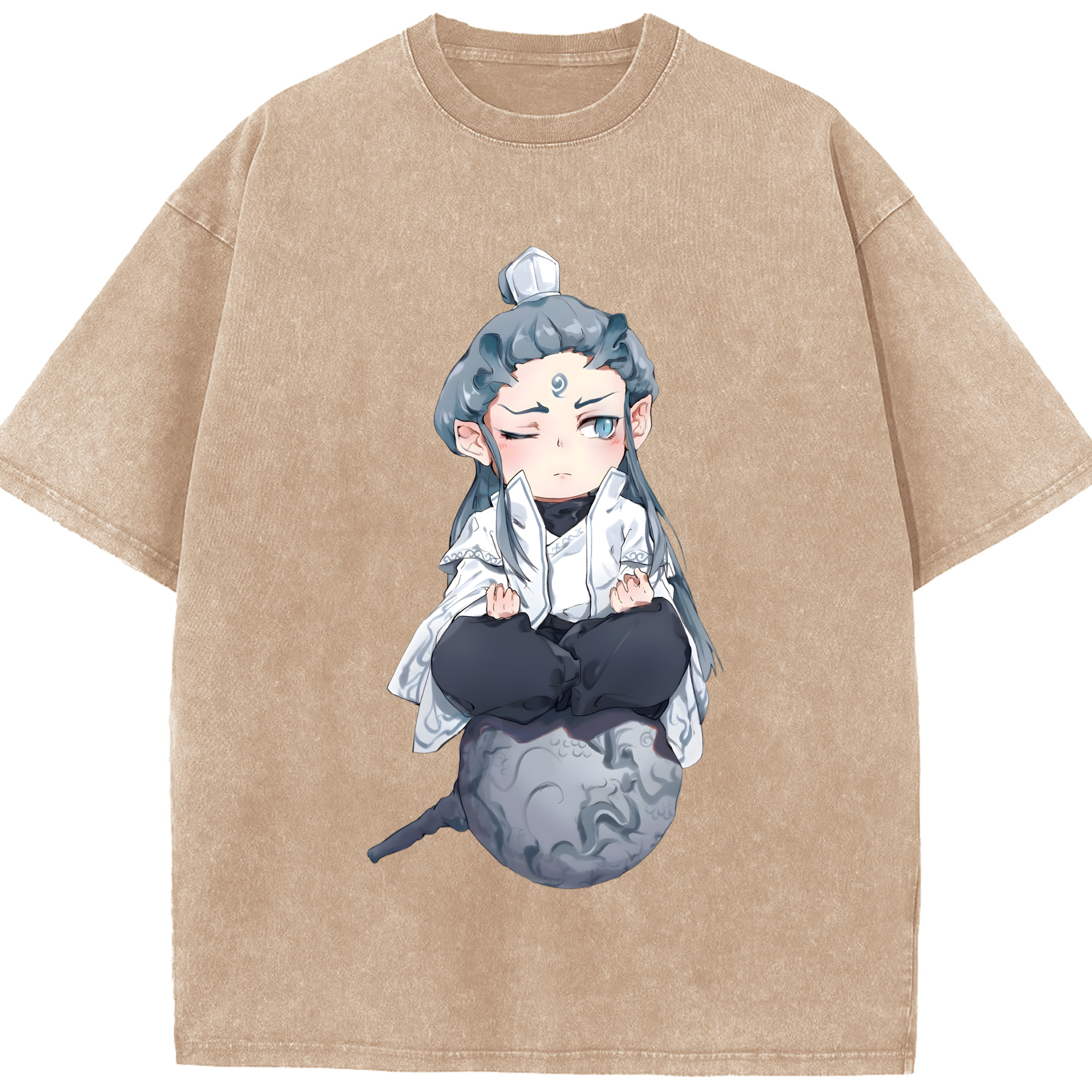 （画像用） Ne Zha 2 ナタ 魔童の大暴れ 綿100% ヴィンテージ風 半袖Tシャツ（フロントプリント）