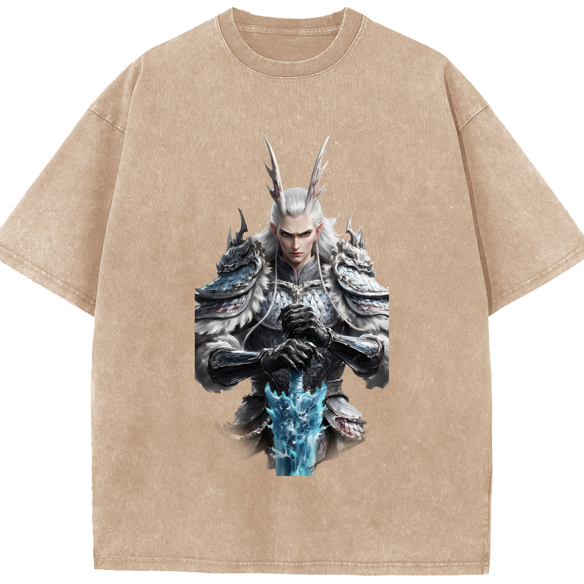 （画像用） Ne Zha 2 ナタ 魔童の大暴れ 綿100% ヴィンテージ風 半袖Tシャツ（フロントプリント）