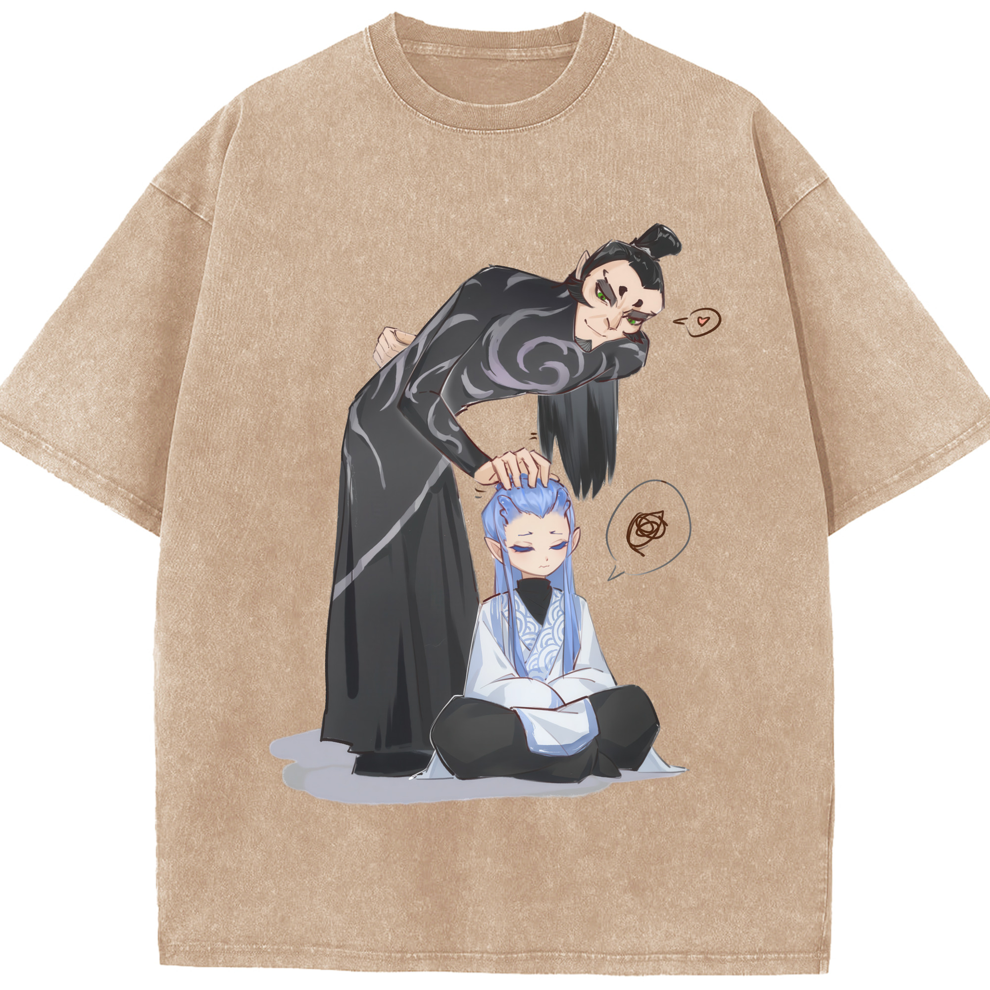 （画像用） Ne Zha 2 ナタ 魔童の大暴れ 綿100% ヴィンテージ風 半袖Tシャツ（フロントプリント）