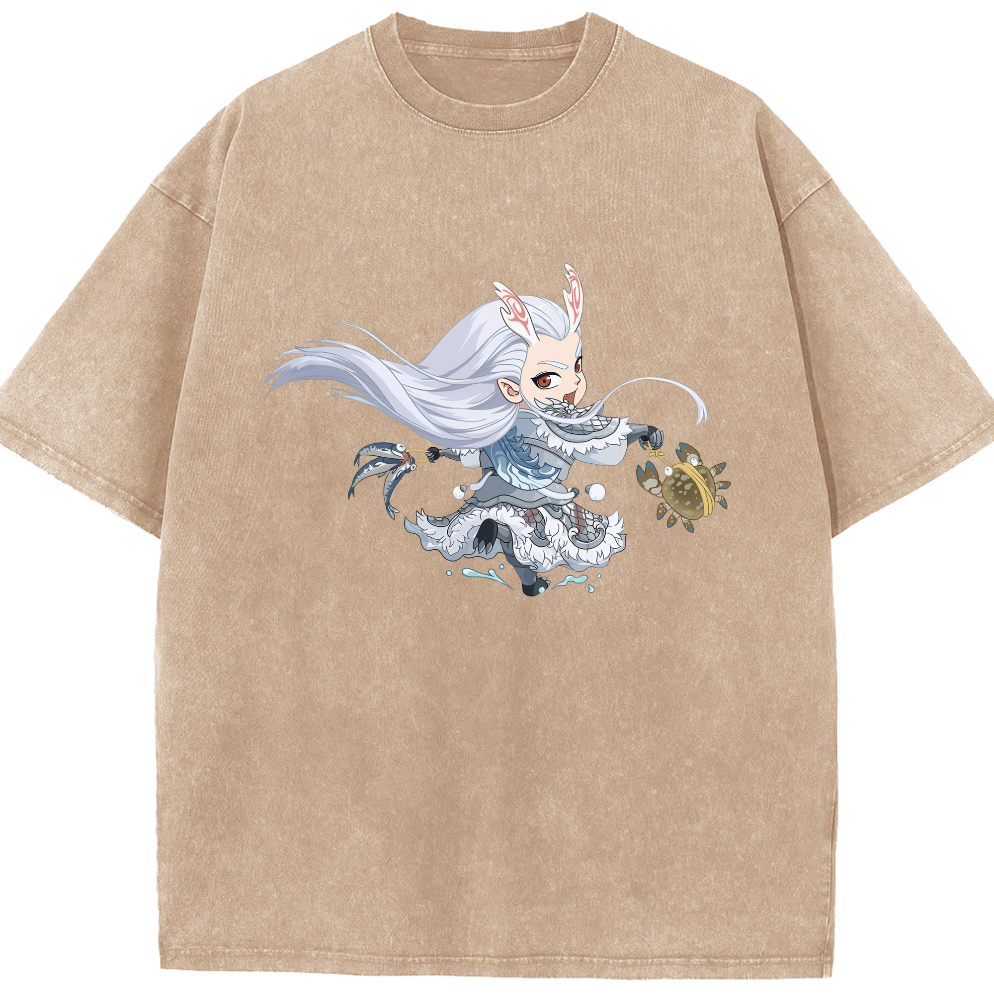 （画像用） Ne Zha 2 ナタ 魔童の大暴れ 綿100% ヴィンテージ風 半袖Tシャツ（フロントプリント）