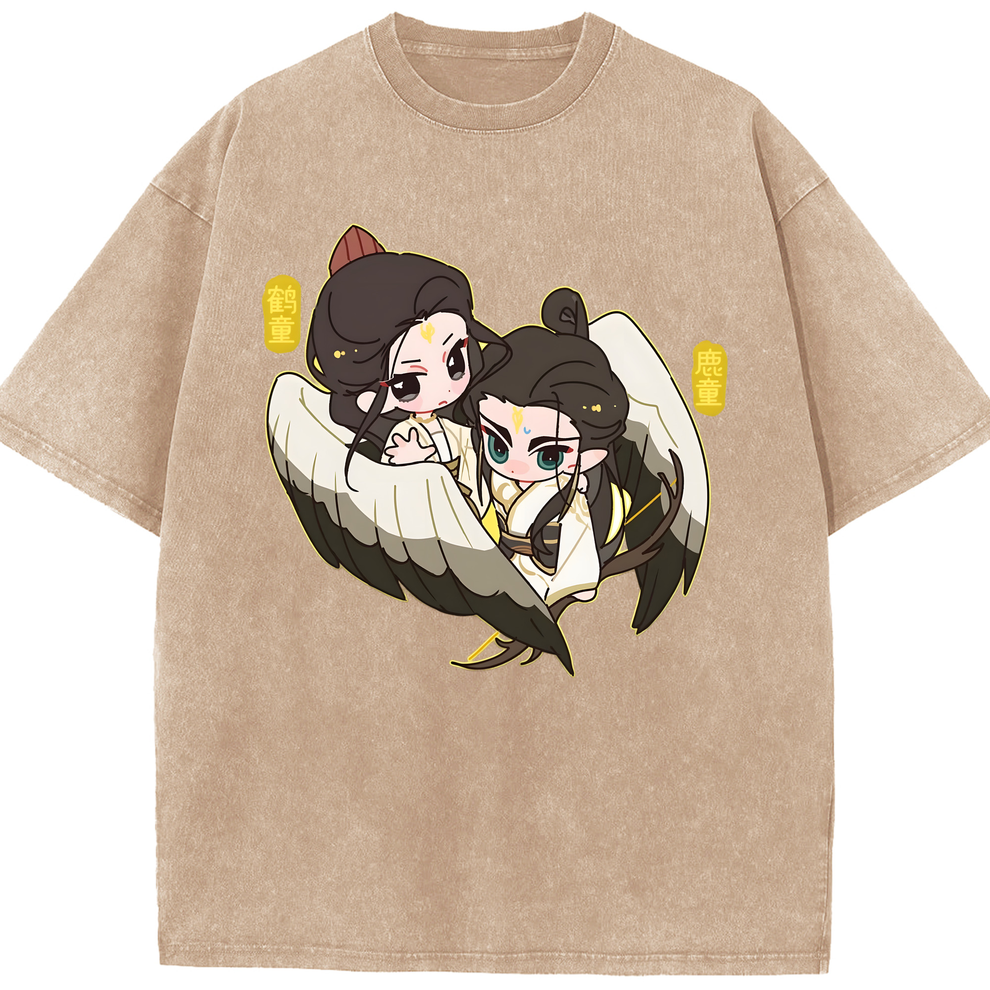 （画像用） Ne Zha 2 ナタ 魔童の大暴れ 綿100% ヴィンテージ風 半袖Tシャツ（フロントプリント）