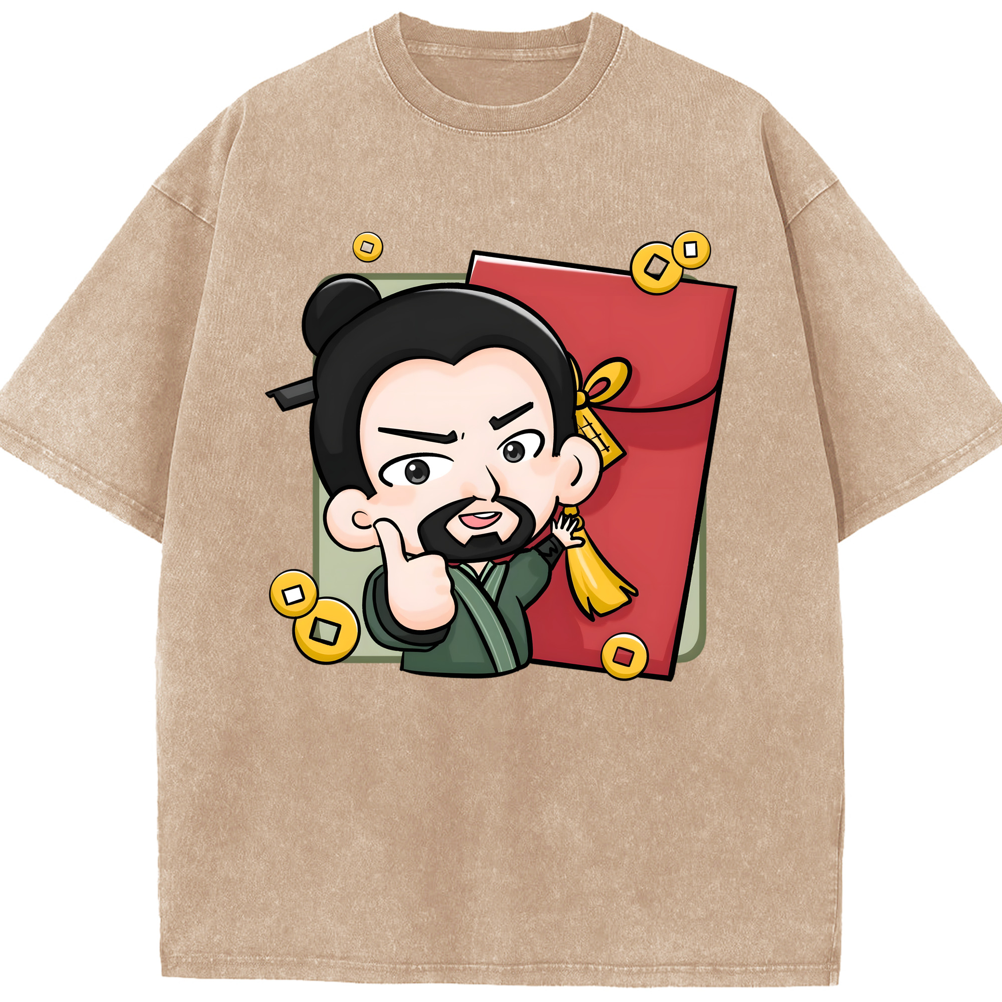 （画像用） Ne Zha 2 ナタ 魔童の大暴れ 綿100% ヴィンテージ風 半袖Tシャツ（フロントプリント）