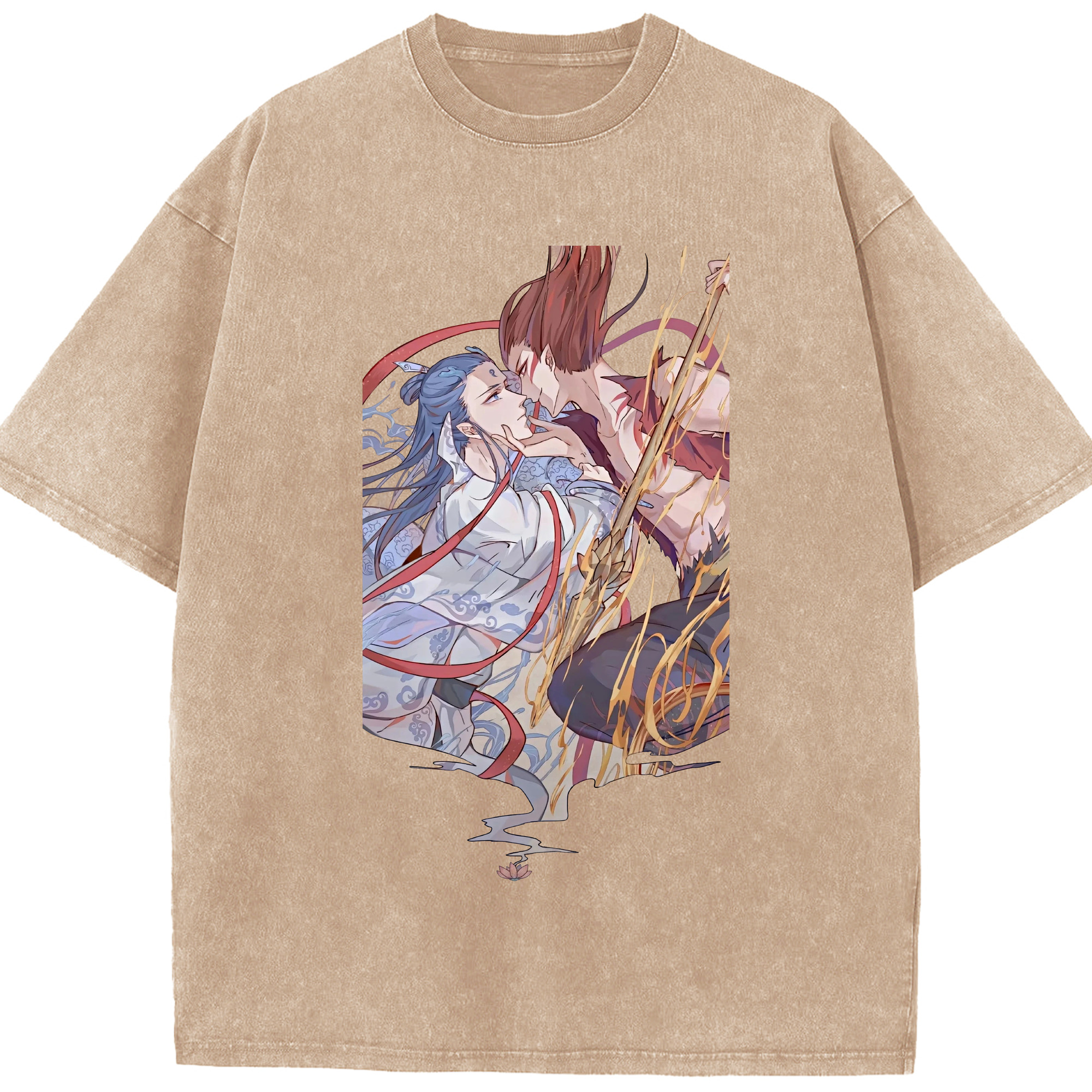 （画像用） Ne Zha 2 ナタ 魔童の大暴れ 綿100% ヴィンテージ風 半袖Tシャツ（フロントプリント）