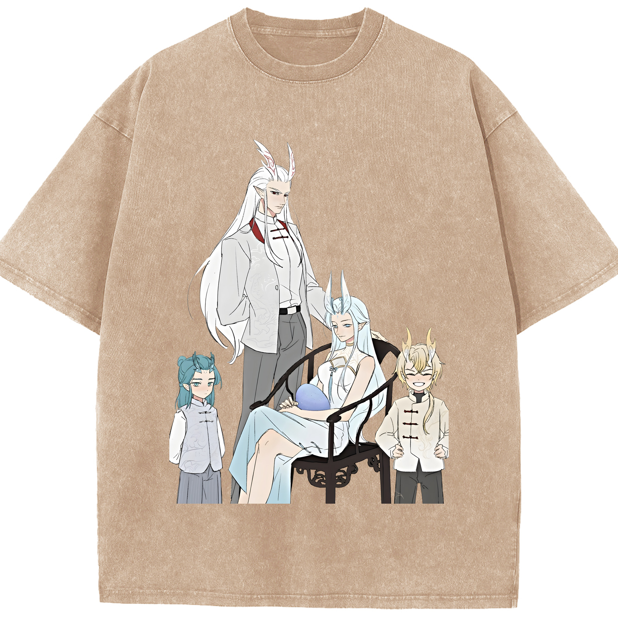 （画像用） Ne Zha 2 ナタ 魔童の大暴れ 綿100% ヴィンテージ風 半袖Tシャツ（フロントプリント）