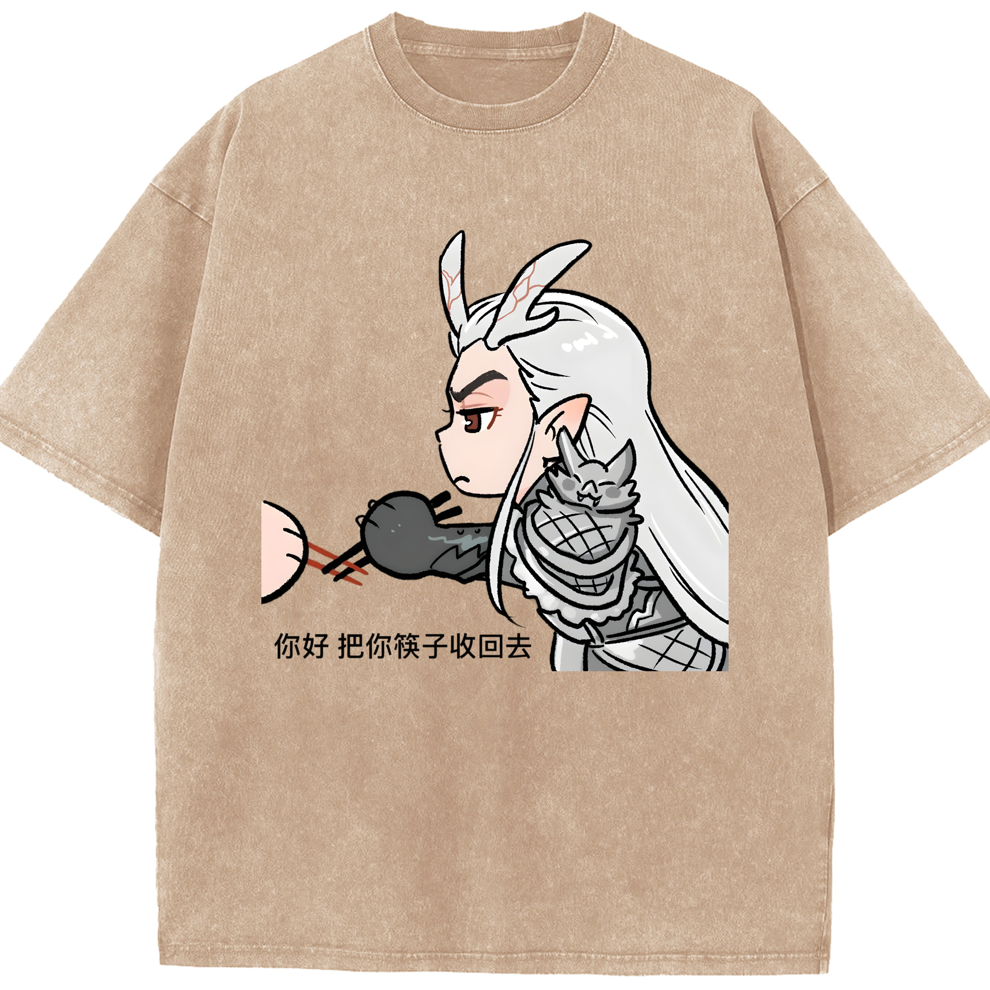 （画像用） Ne Zha 2 ナタ 魔童の大暴れ 綿100% ヴィンテージ風 半袖Tシャツ（フロントプリント）