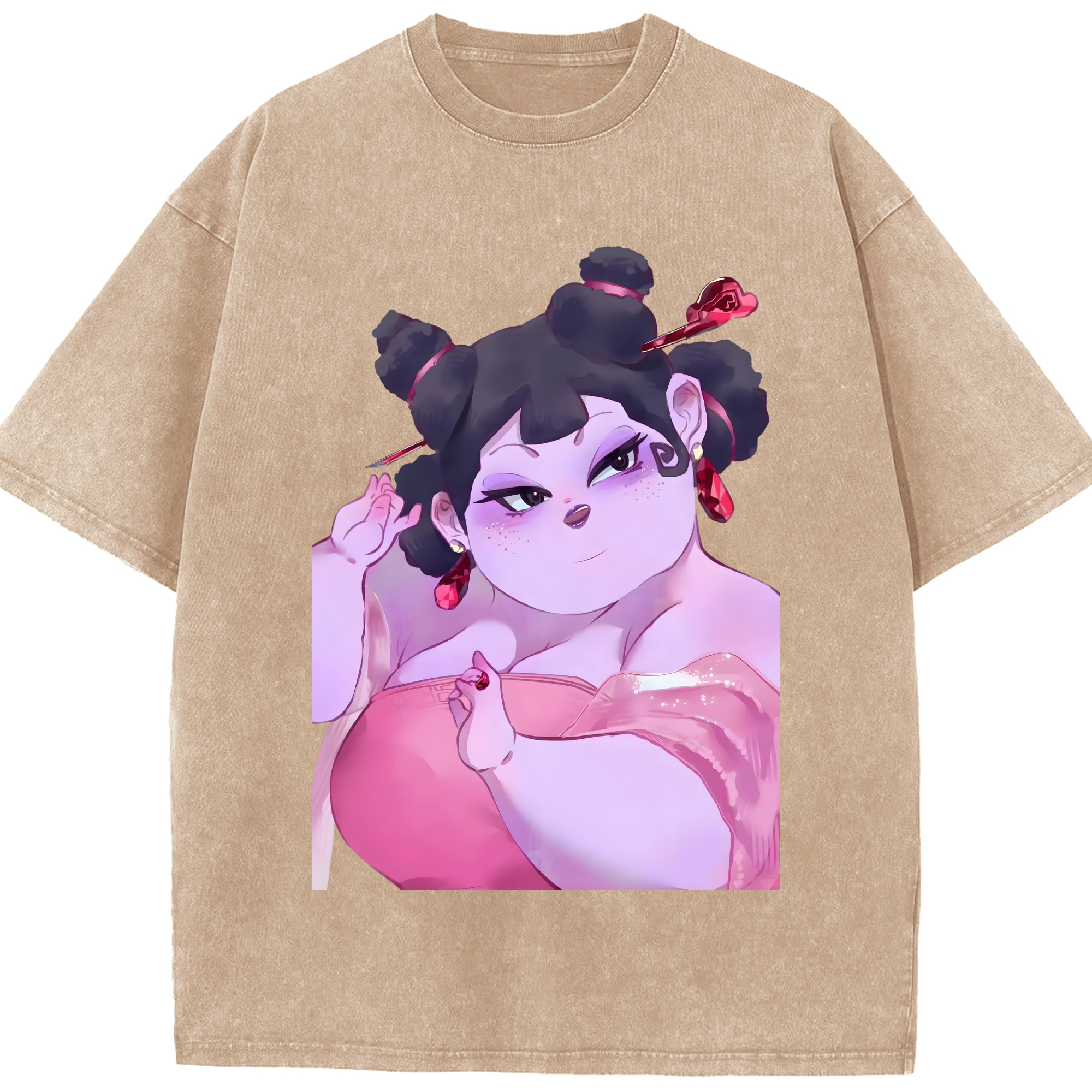 （画像用） Ne Zha 2 ナタ 魔童の大暴れ 綿100% ヴィンテージ風 半袖Tシャツ（フロントプリント）