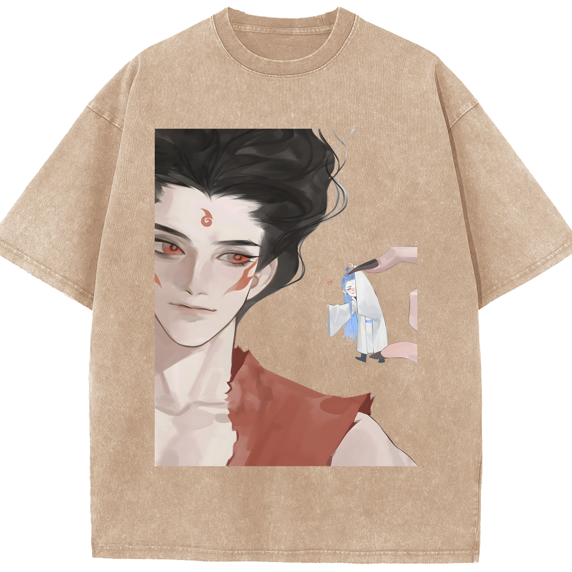（画像用） Ne Zha 2 ナタ 魔童の大暴れ 綿100% ヴィンテージ風 半袖Tシャツ（フロントプリント）