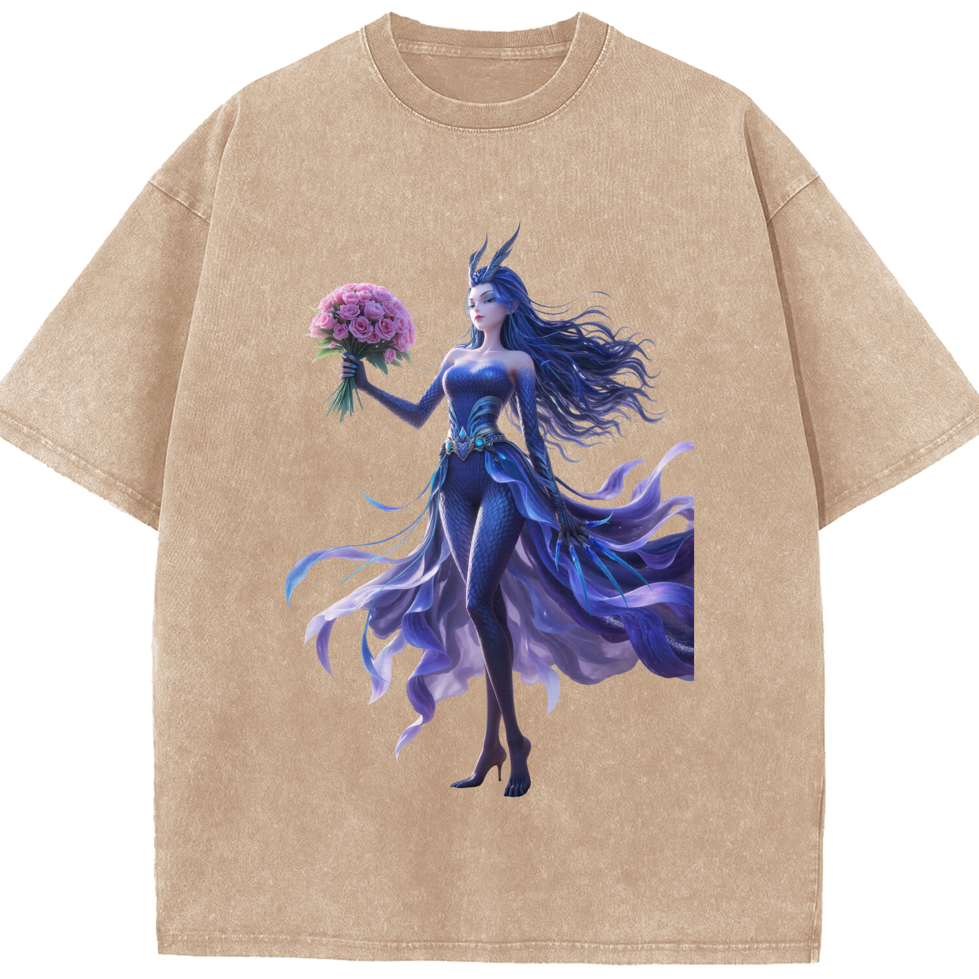 （画像用） Ne Zha 2 ナタ 魔童の大暴れ 綿100% ヴィンテージ風 半袖Tシャツ（フロントプリント）