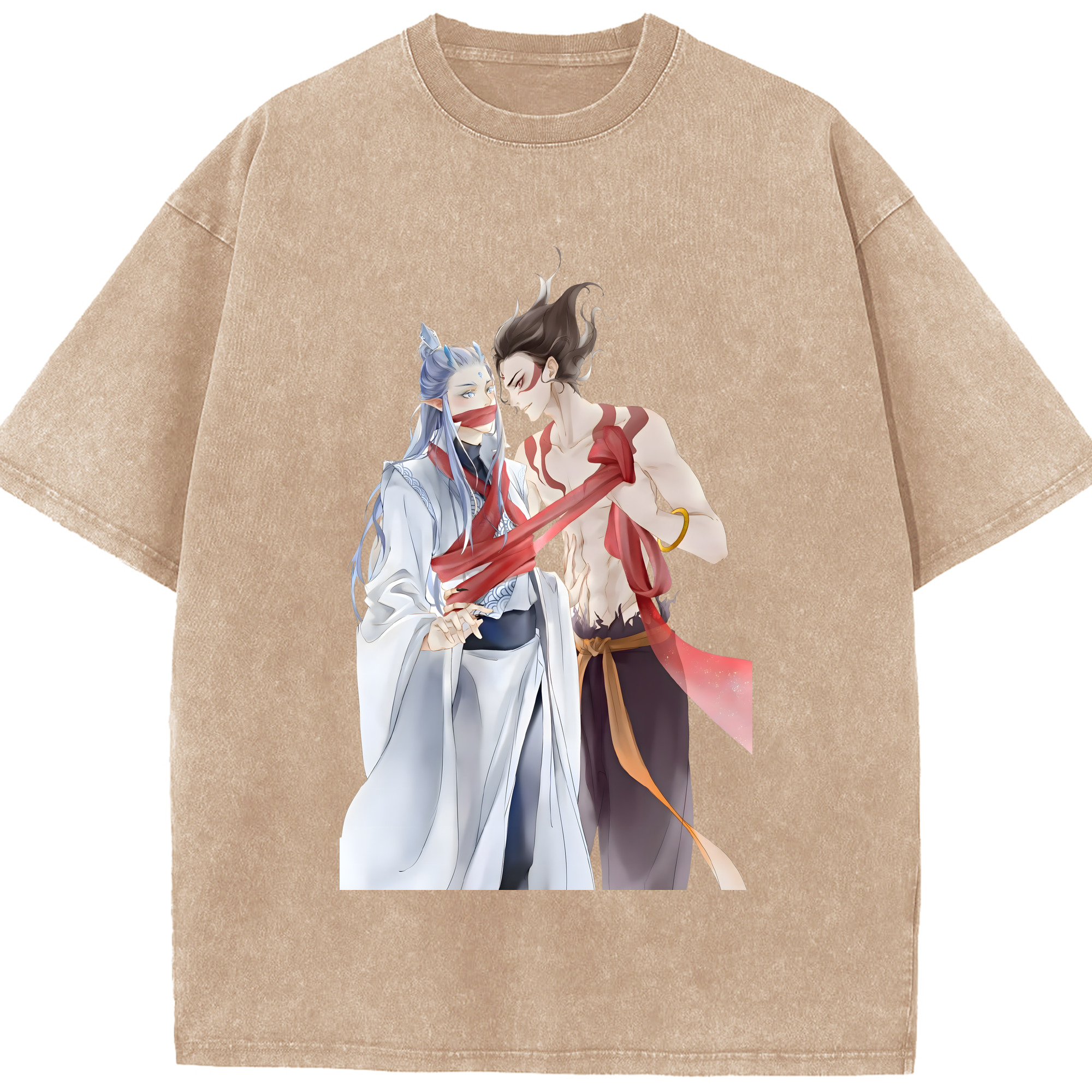 （画像用） Ne Zha 2 ナタ 魔童の大暴れ 綿100% ヴィンテージ風 半袖Tシャツ（フロントプリント）