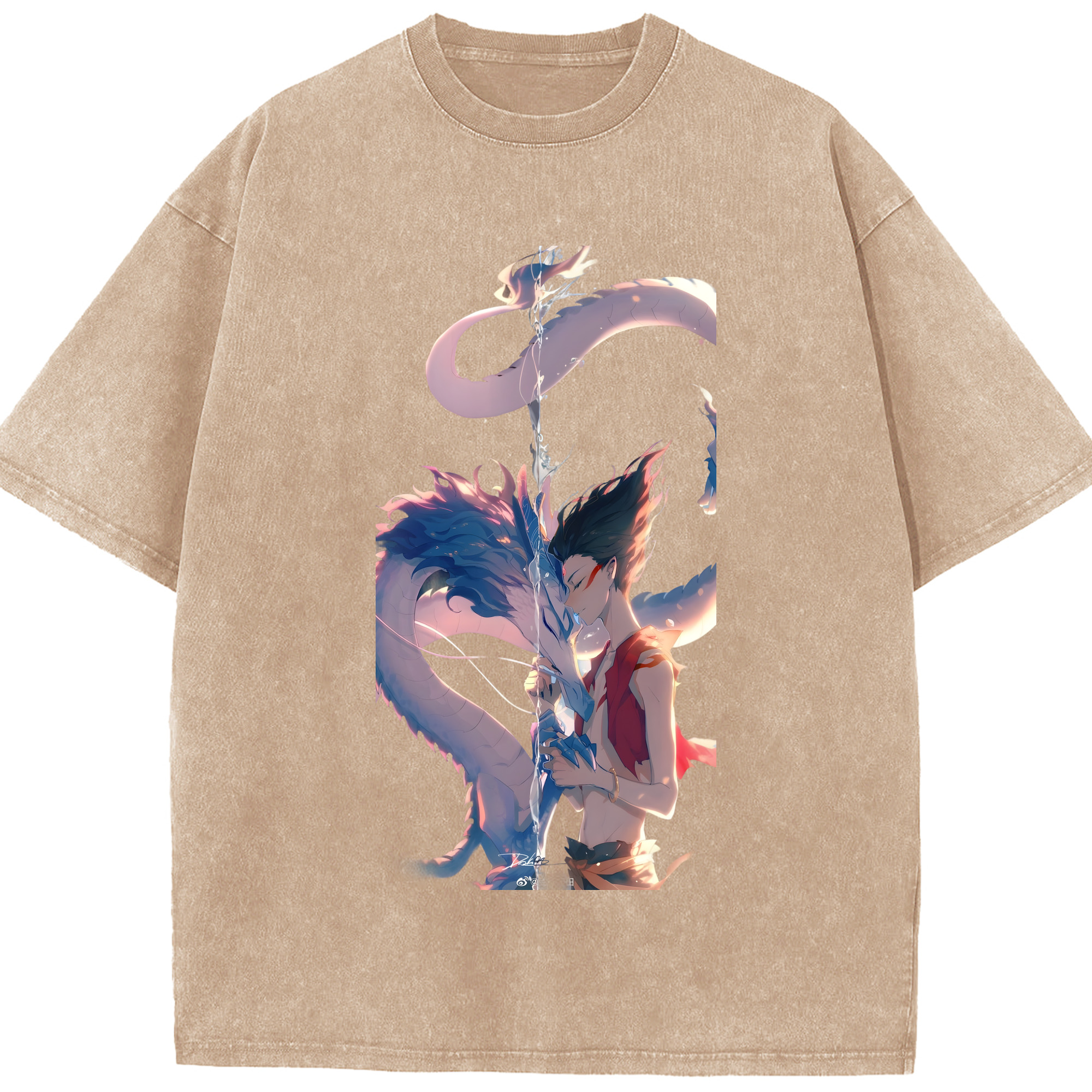 （画像用） Ne Zha 2 ナタ 魔童の大暴れ 綿100% ヴィンテージ風 半袖Tシャツ（フロントプリント）