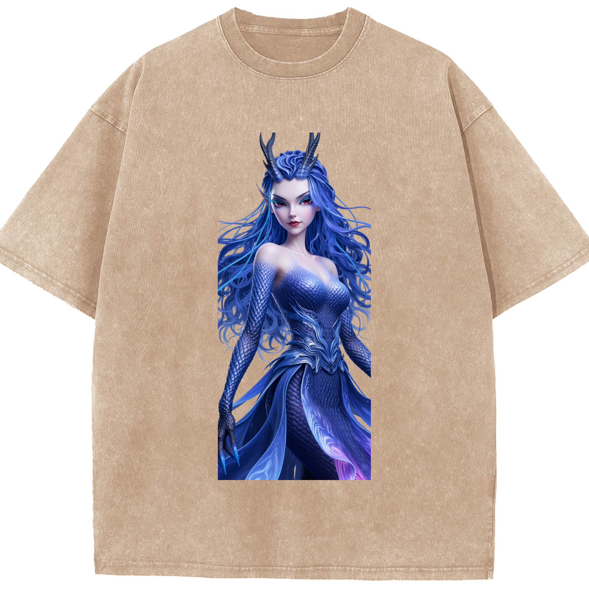 （画像用） Ne Zha 2 ナタ 魔童の大暴れ 綿100% ヴィンテージ風 半袖Tシャツ（フロントプリント）
