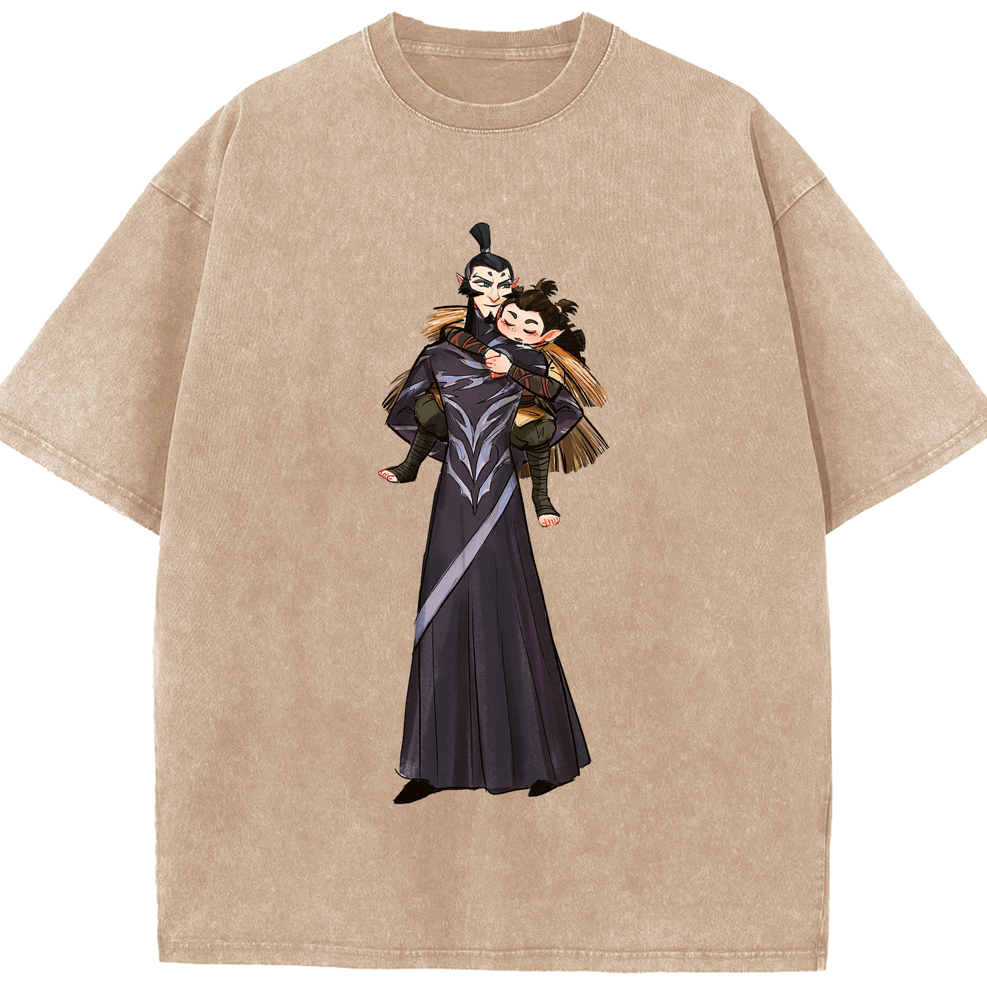 （画像用） Ne Zha 2 ナタ 魔童の大暴れ 綿100% ヴィンテージ風 半袖Tシャツ（フロントプリント）