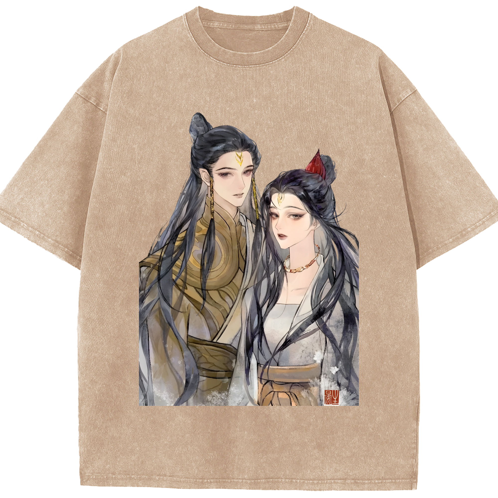 （画像用） Ne Zha 2 ナタ 魔童の大暴れ 綿100% ヴィンテージ風 半袖Tシャツ（フロントプリント）