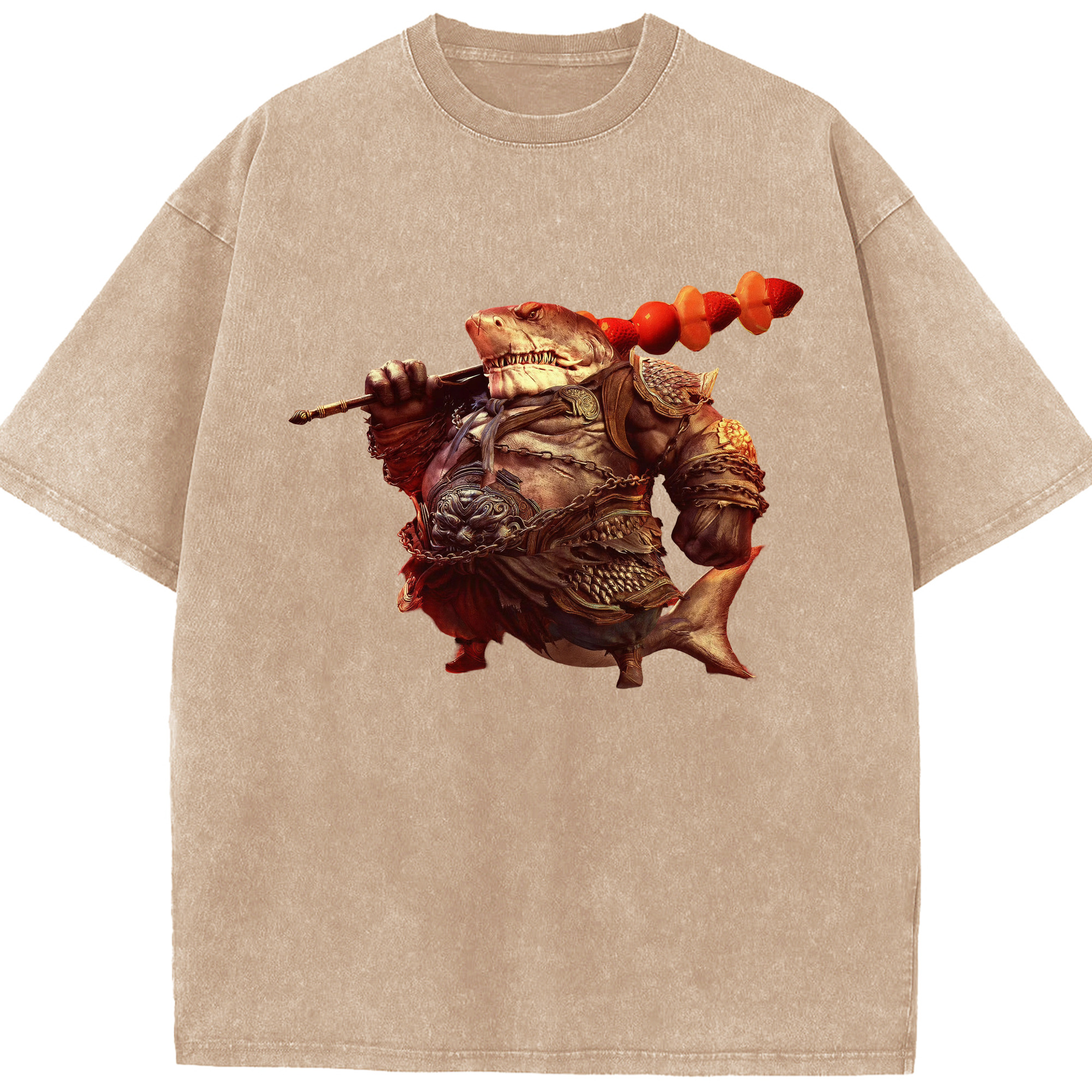 （画像用） Ne Zha 2 ナタ 魔童の大暴れ 綿100% ヴィンテージ風 半袖Tシャツ（フロントプリント）