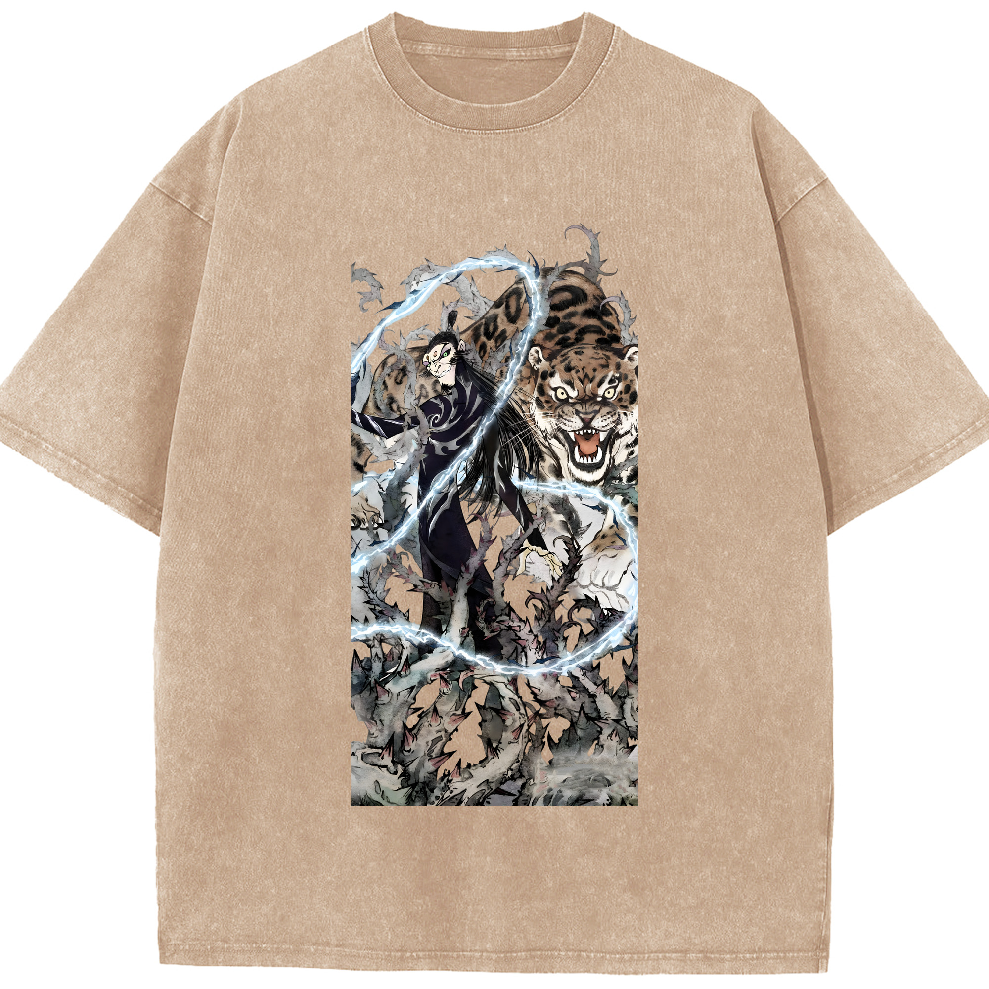 Ne Zha 2 ナタ 魔童の大暴れ 綿100% ヴィンテージ風 半袖Tシャツ（フロントプリント）