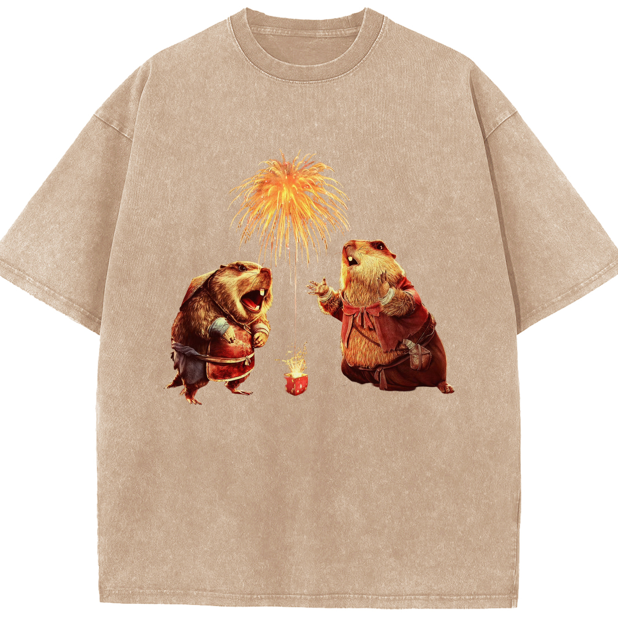 （画像用） Ne Zha 2 ナタ 魔童の大暴れ 綿100% ヴィンテージ風 半袖Tシャツ（フロントプリント）