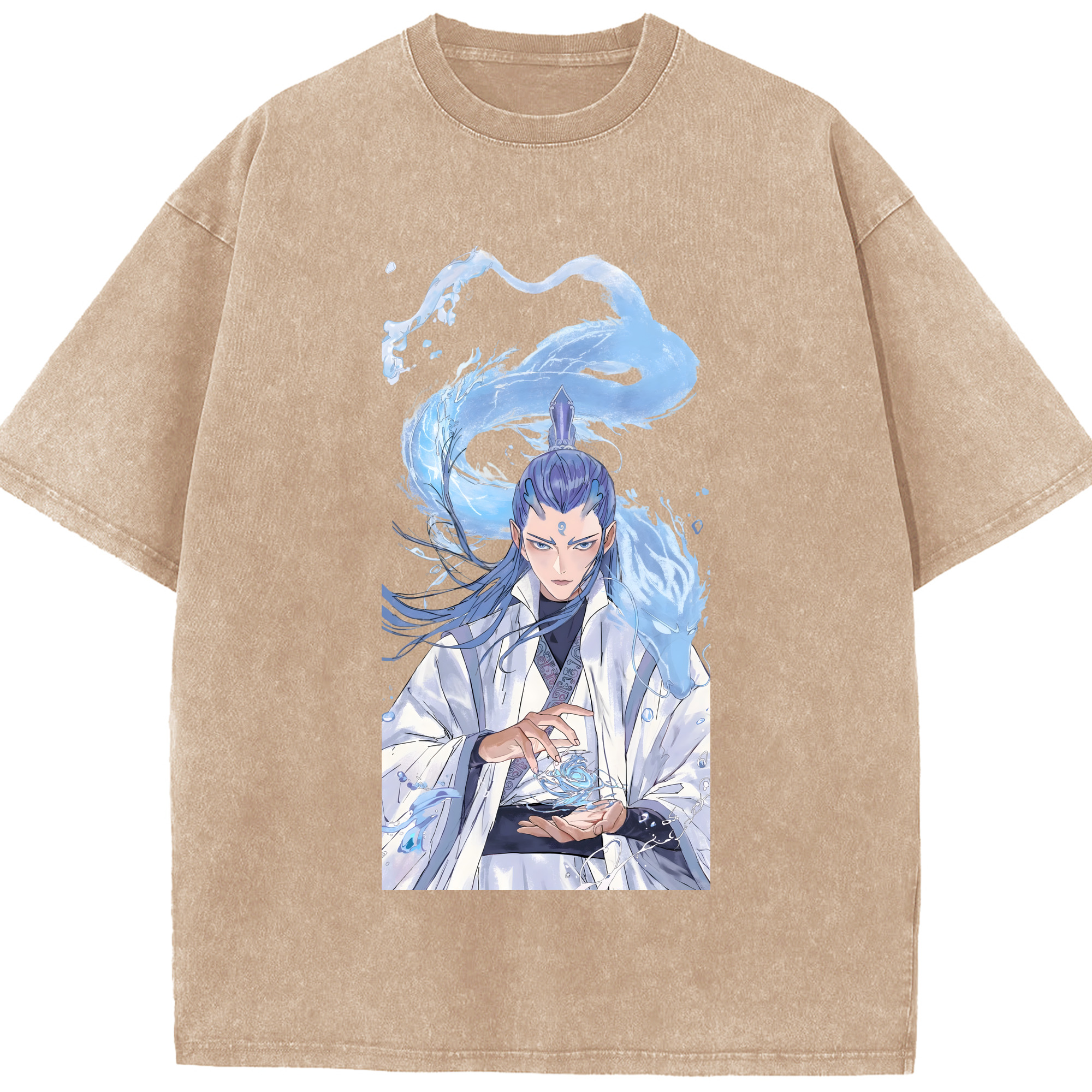 （画像用） Ne Zha 2 ナタ 魔童の大暴れ 綿100% ヴィンテージ風 半袖Tシャツ（フロントプリント）