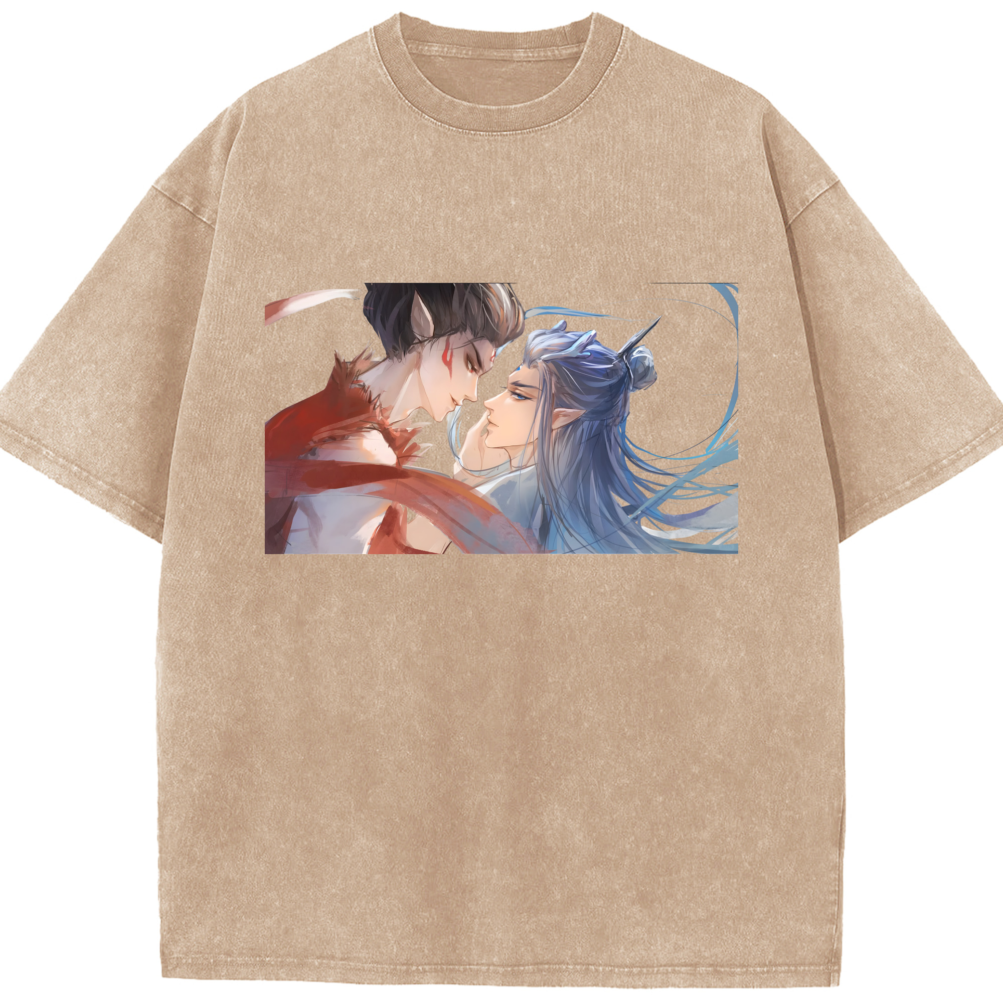 （画像用） Ne Zha 2 ナタ 魔童の大暴れ 綿100% ヴィンテージ風 半袖Tシャツ（フロントプリント）